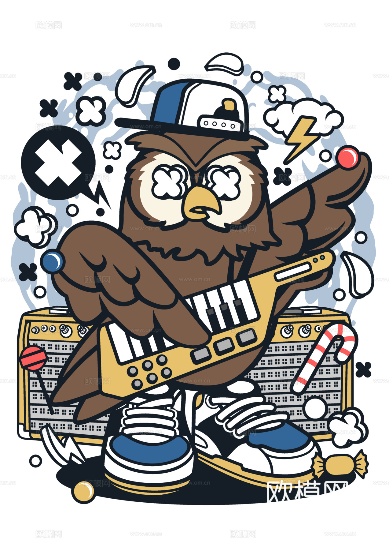 创意卡通潮流涂鸦插画印花123