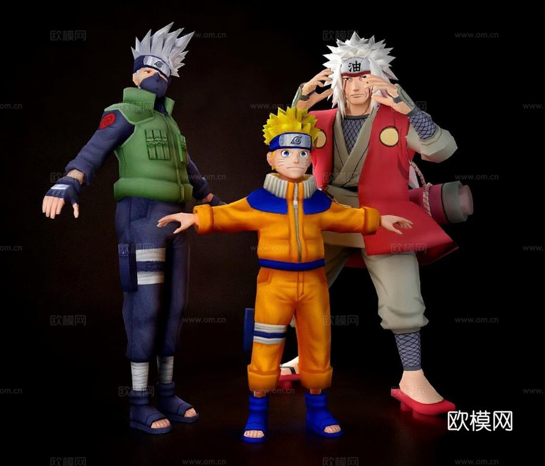 火影忍者漩涡鸣人卡卡西自来也动漫手办模型 3D打印游戏角色收藏品免费3d模型下载