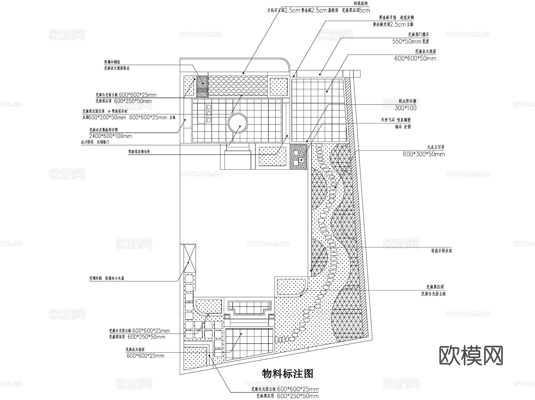 新中式别墅花园私家庭院景观CAD施工图cad施工图