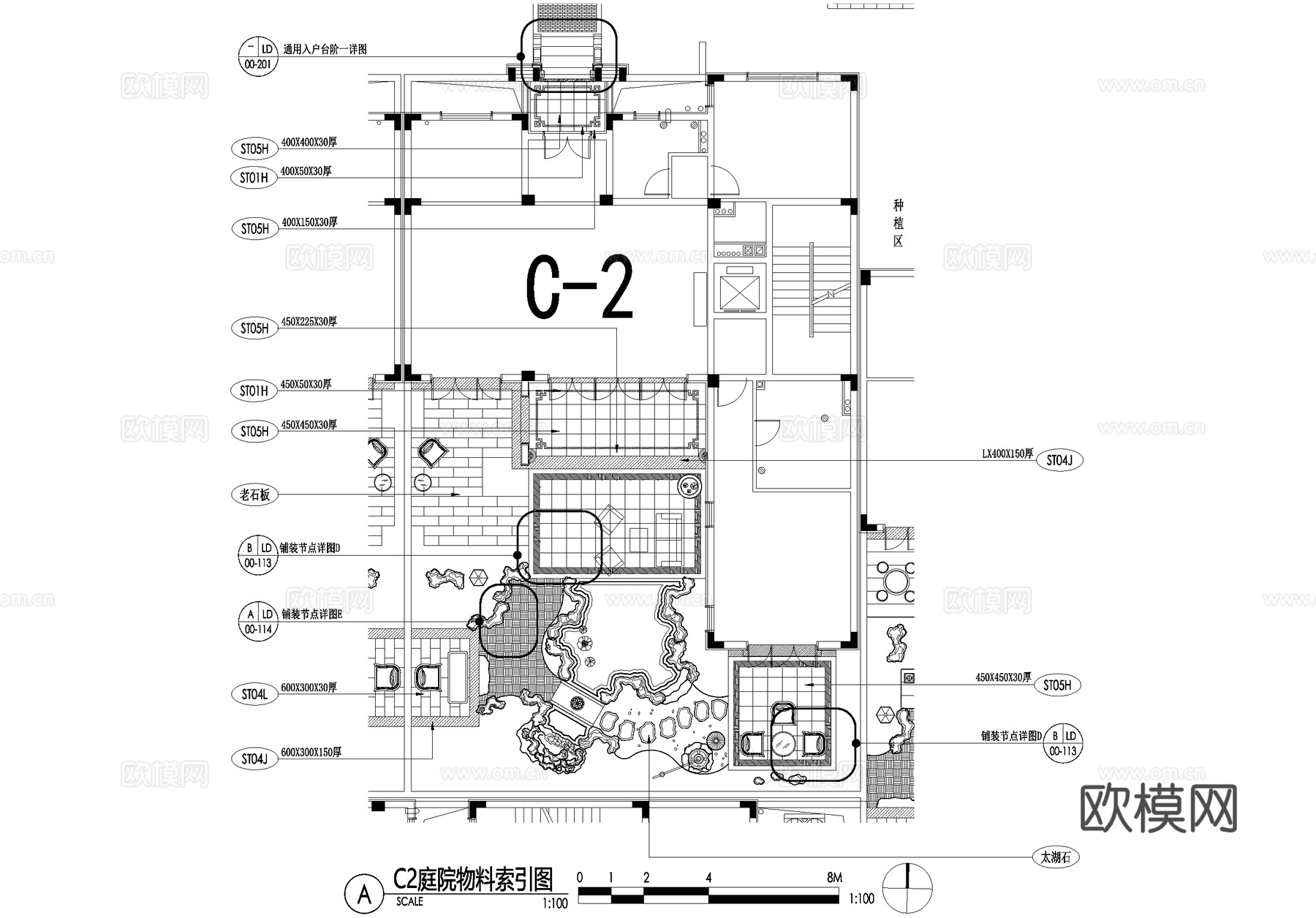 新中式别墅庭院景观平面图CAD施工图cad施工图