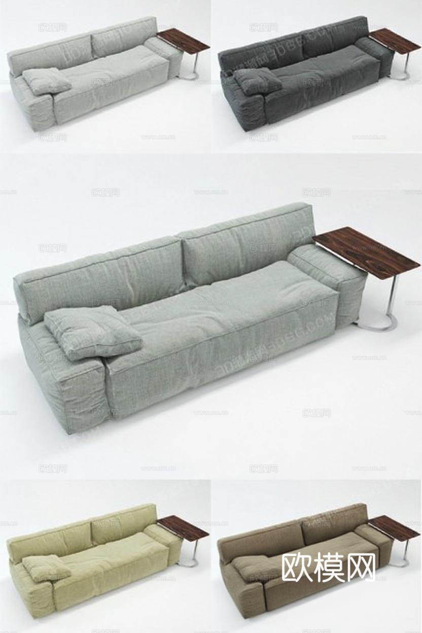 现代简约布艺沙发客厅家具 多色3D模型 棉麻沙发边桌组合 室内设计效果图展示免费3d模型
