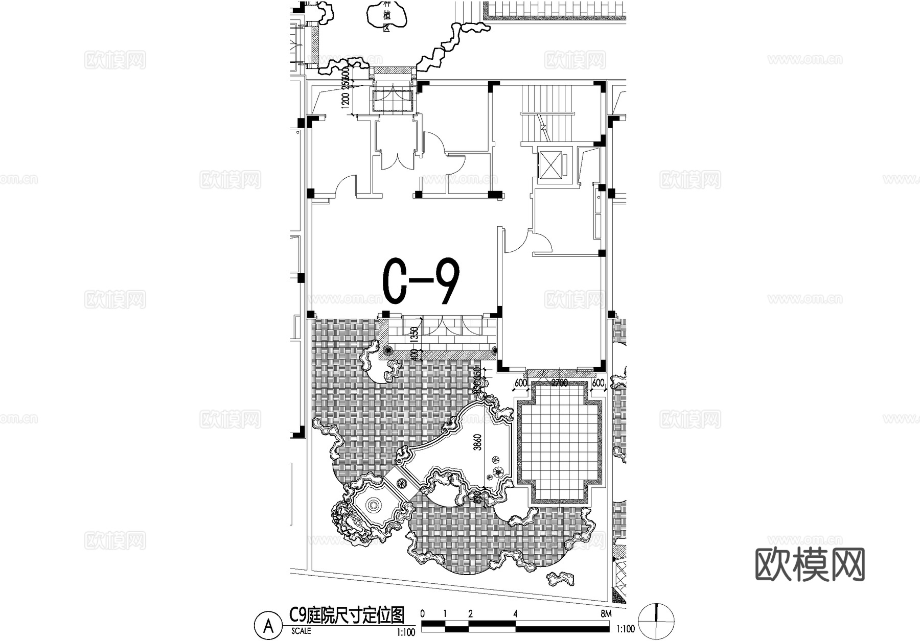 新中式别墅庭院景观平面图CAD施工图cad施工图