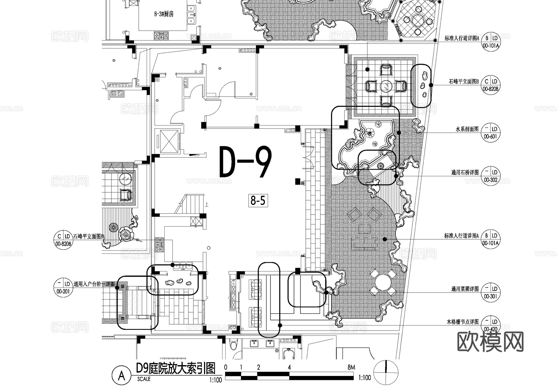 新中式别墅庭院景观平面图CAD施工图cad施工图