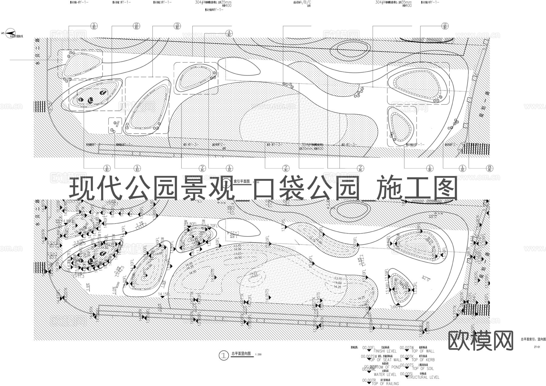 带状公园景观施工图CADcad施工图