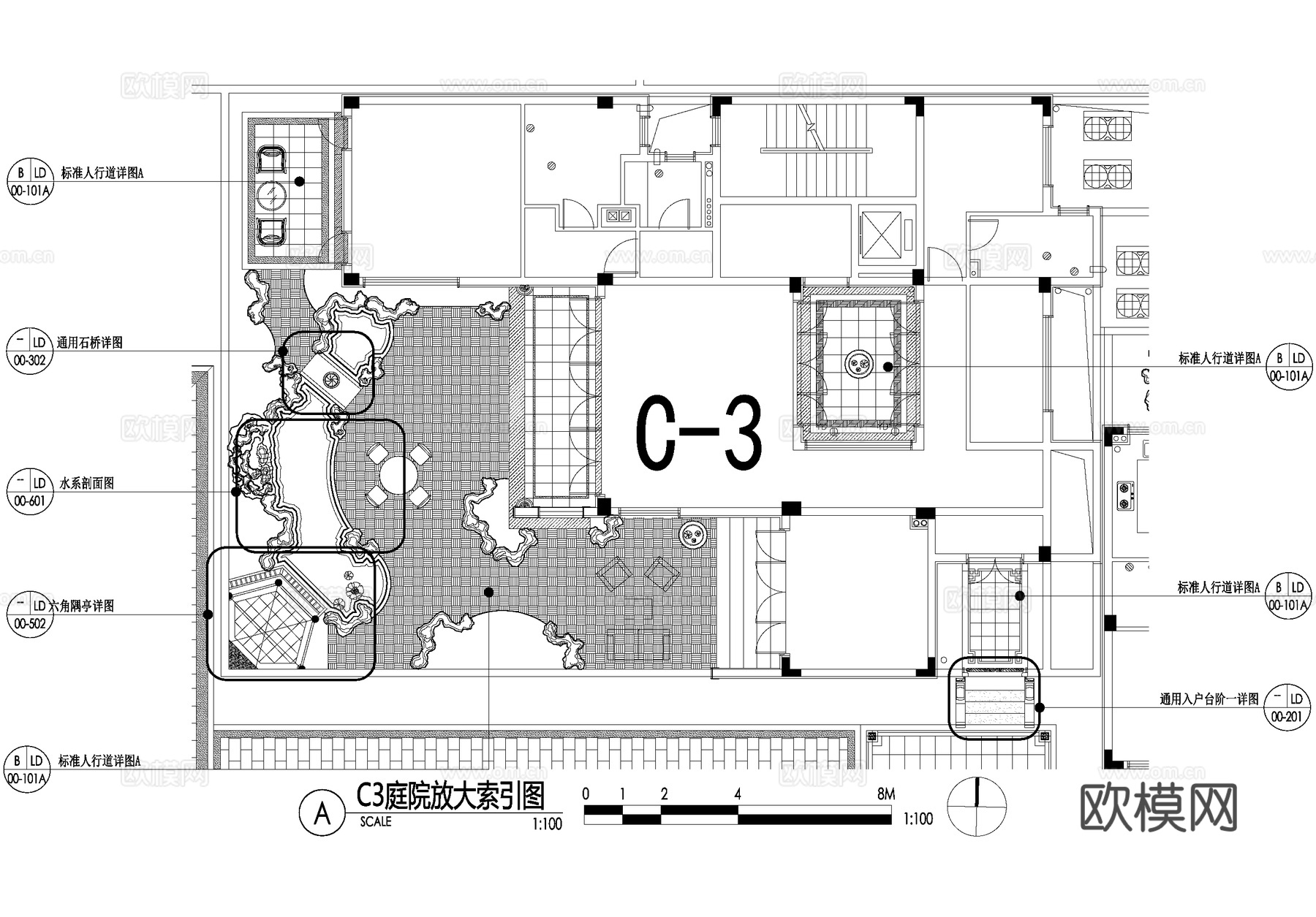 新中式别墅庭院景观平面图CAD施工图cad施工图