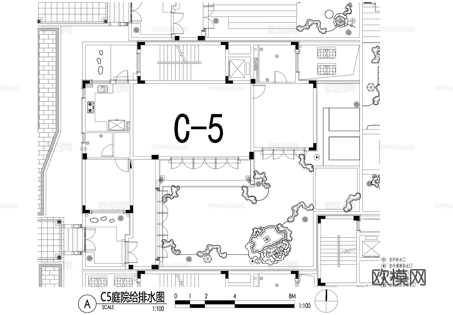 新中式别墅庭院景观平面图CAD施工图cad施工图
