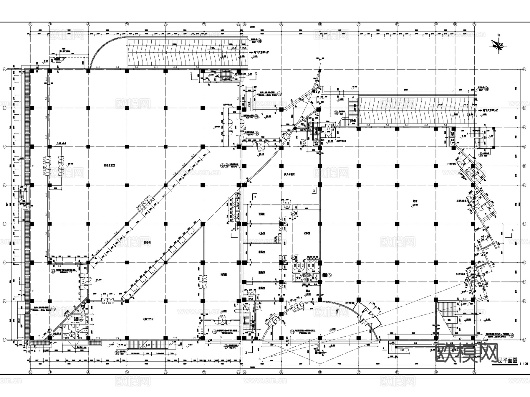 文化宫文化馆艺术文化厅建筑CAD施工图集 12套cad施工图