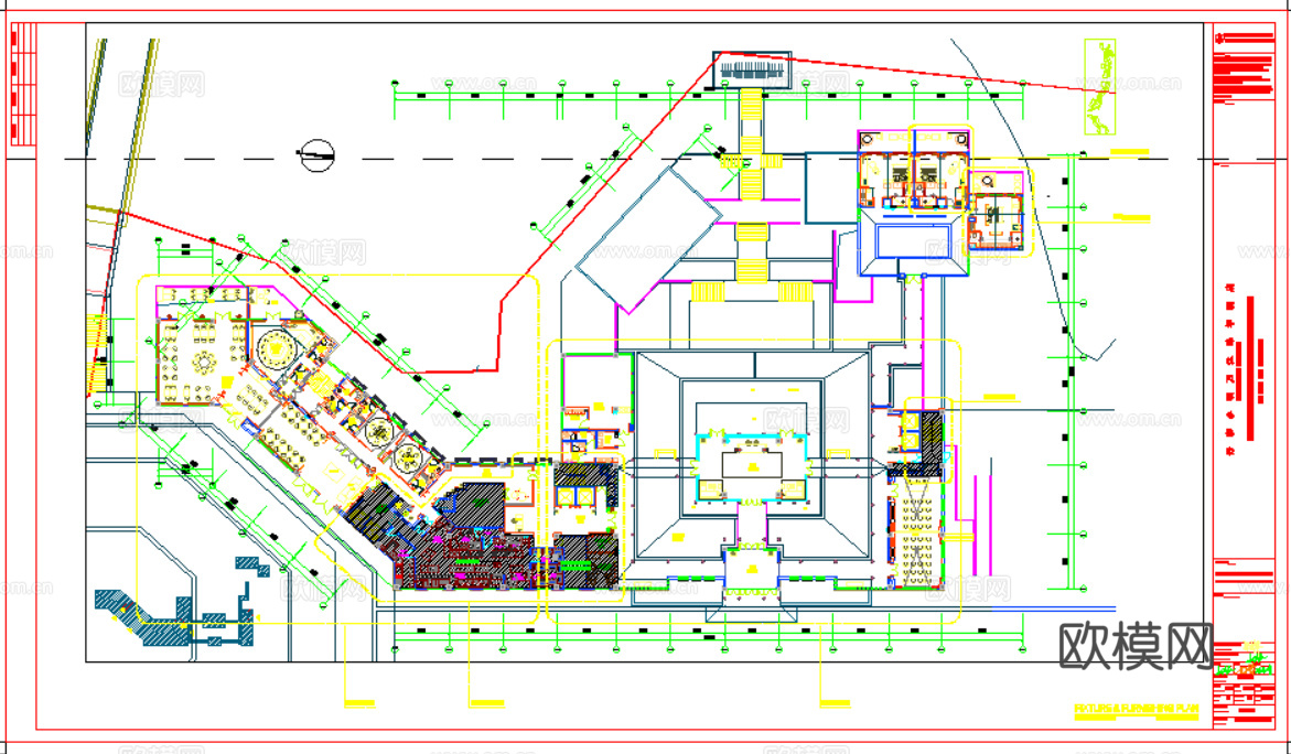 新中式万达锦华温泉度假酒店施工图cad施工图