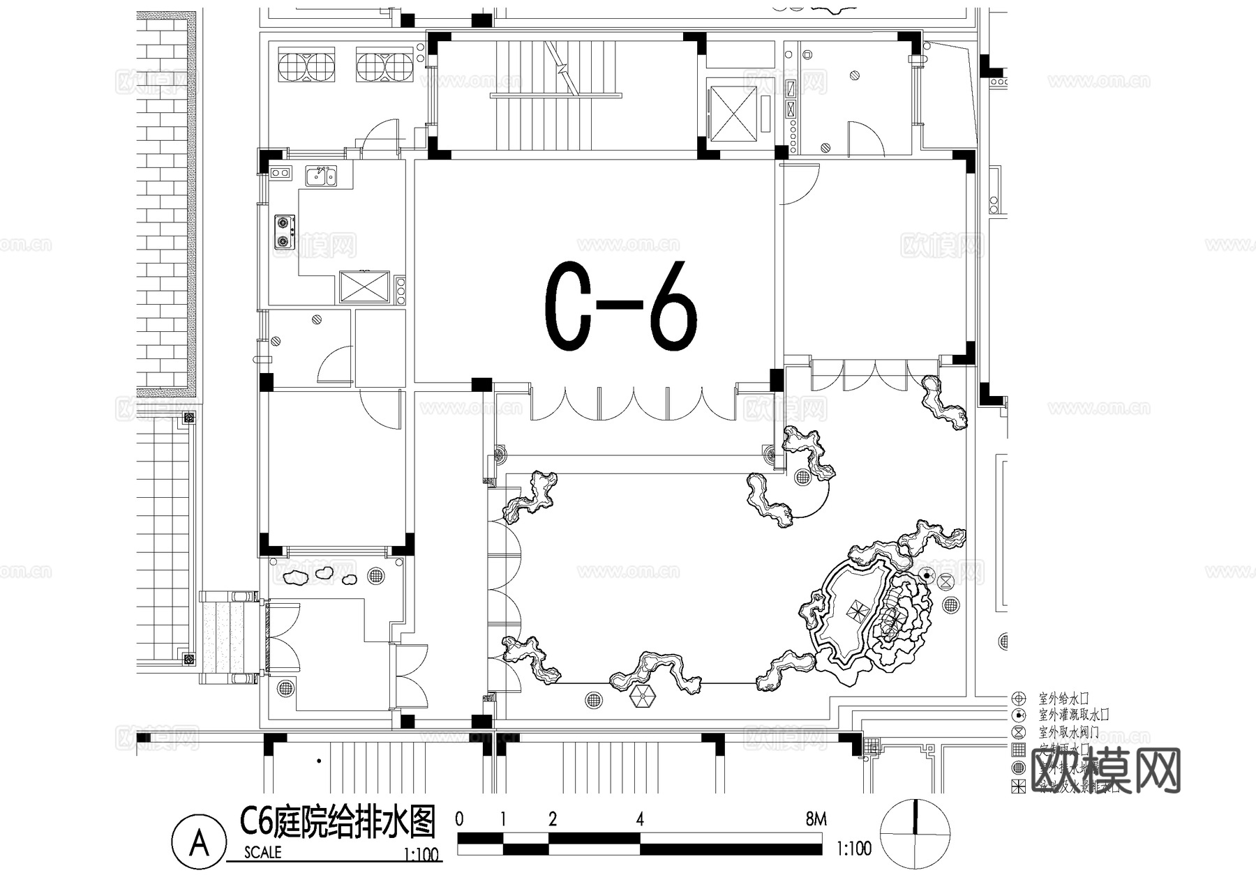新中式别墅庭院景观平面图CAD施工图cad施工图