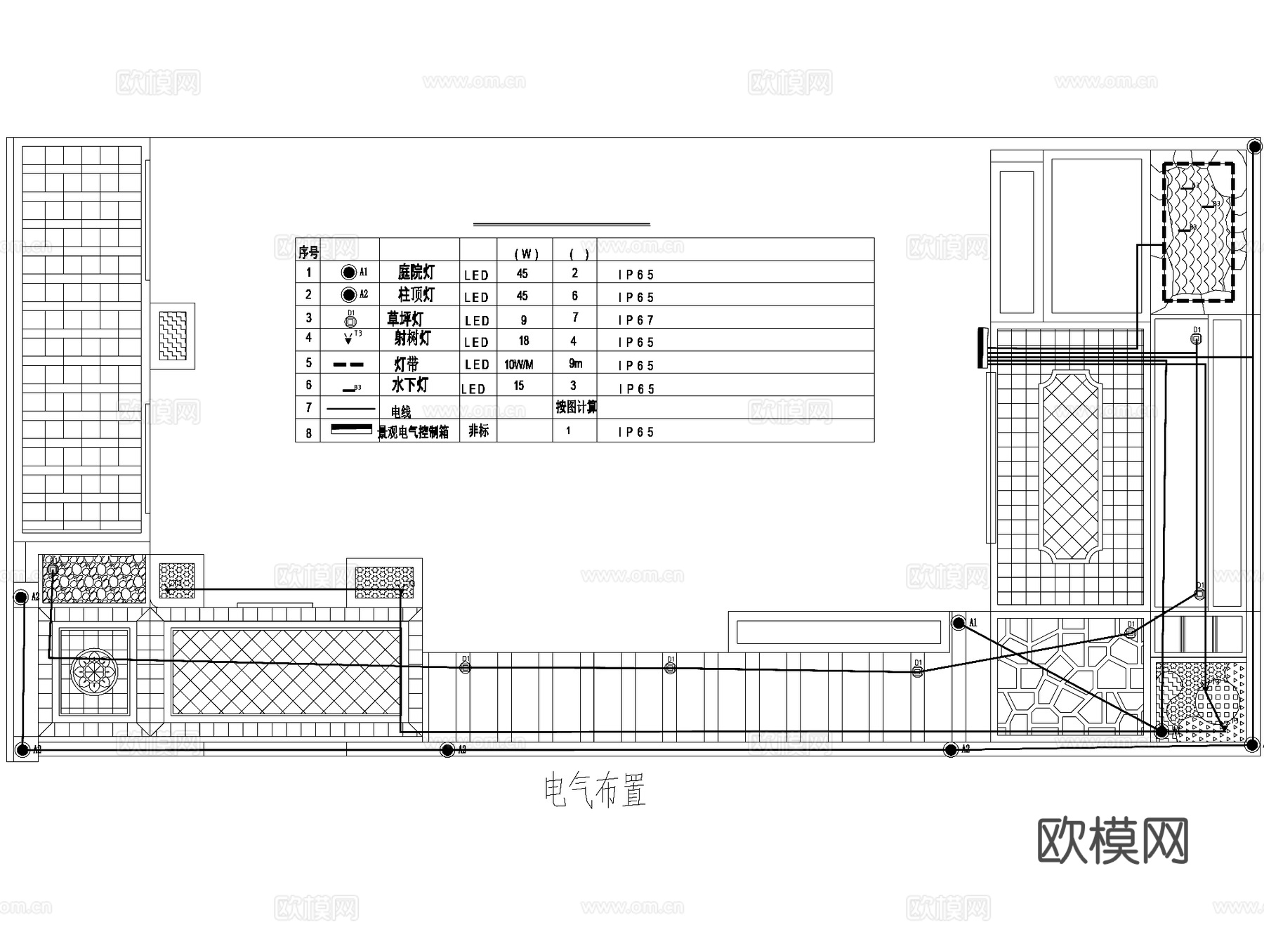 欧式别墅花园私家庭院景观CAD施工图cad施工图