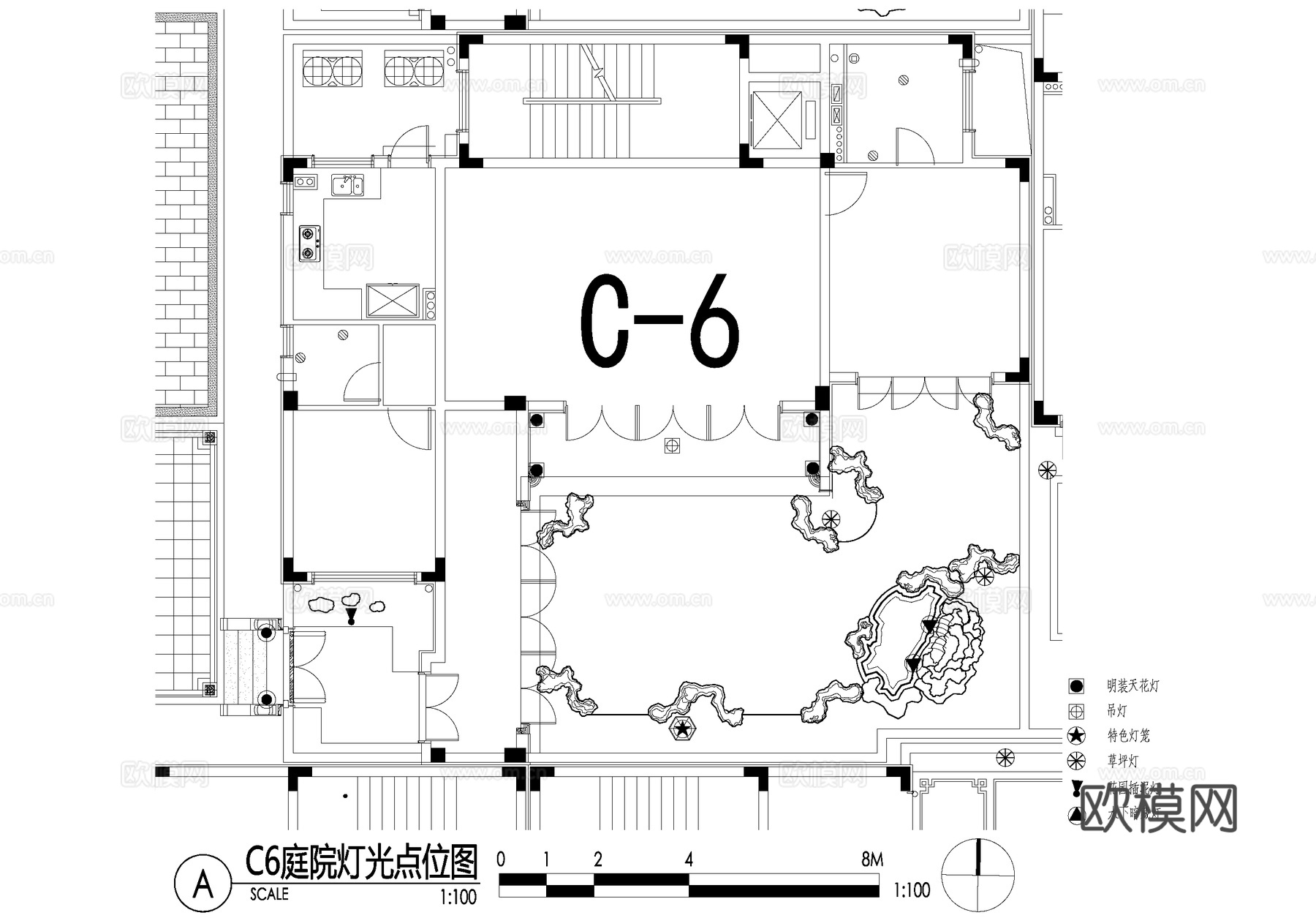 新中式别墅庭院景观平面图CAD施工图cad施工图