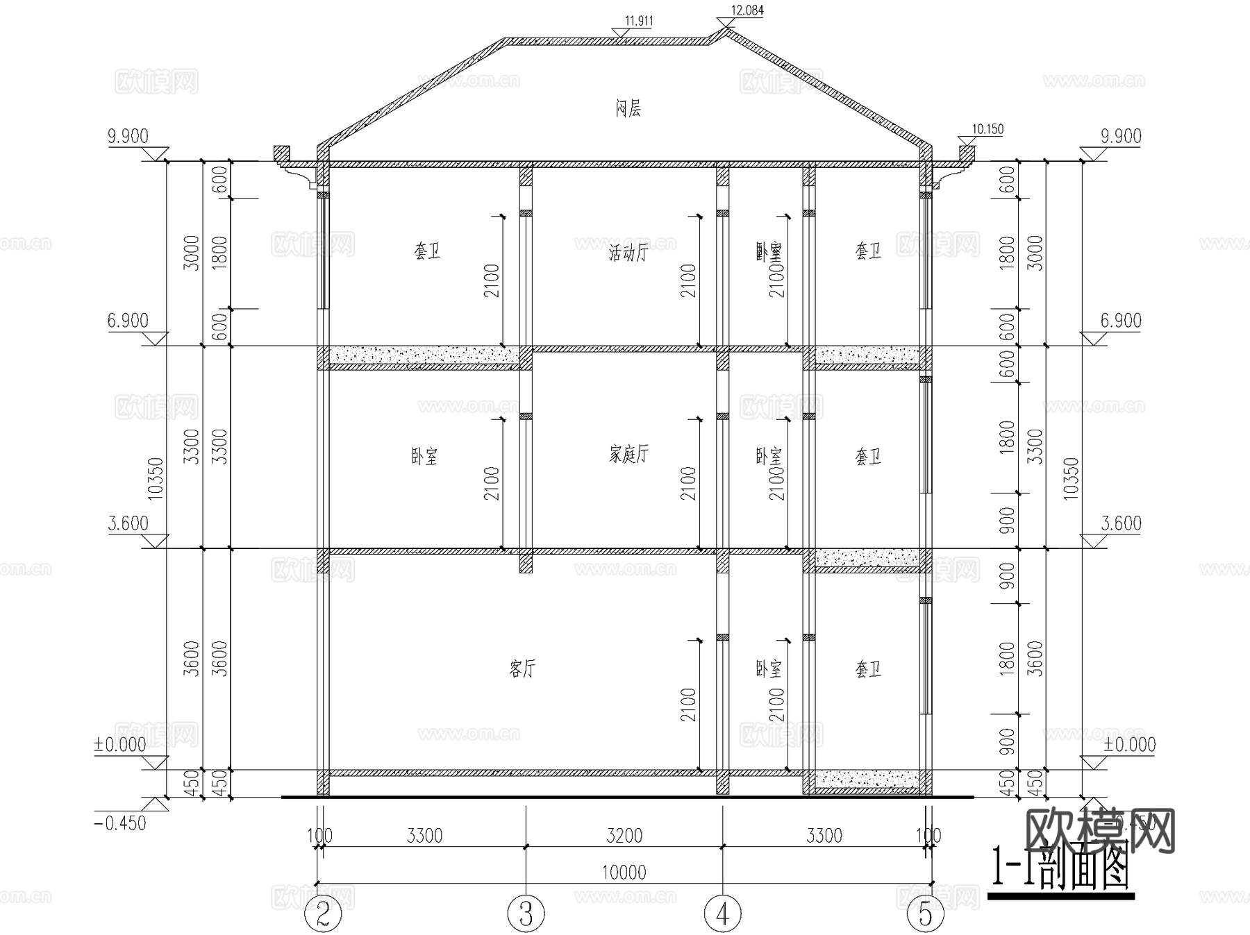 新中式三层独栋别墅乡村农村自建房住宅建筑CAD施工图cad施工图