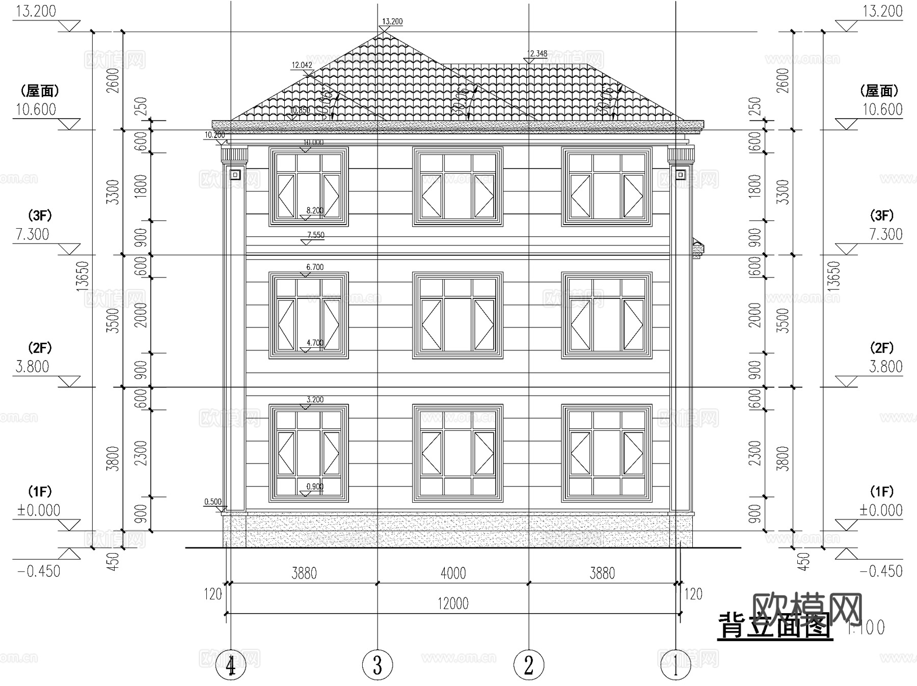 新中式三层独栋别墅乡村农村自建房住宅建筑CAD施工图cad施工图