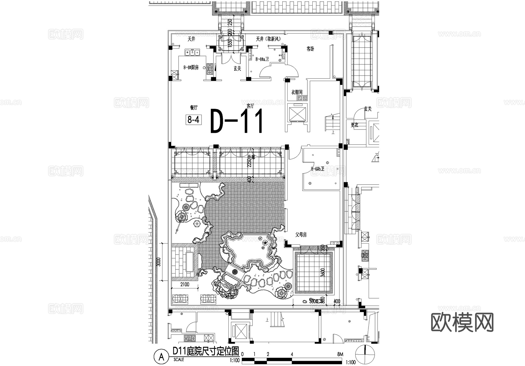 新中式别墅庭院景观平面图CAD施工图cad施工图