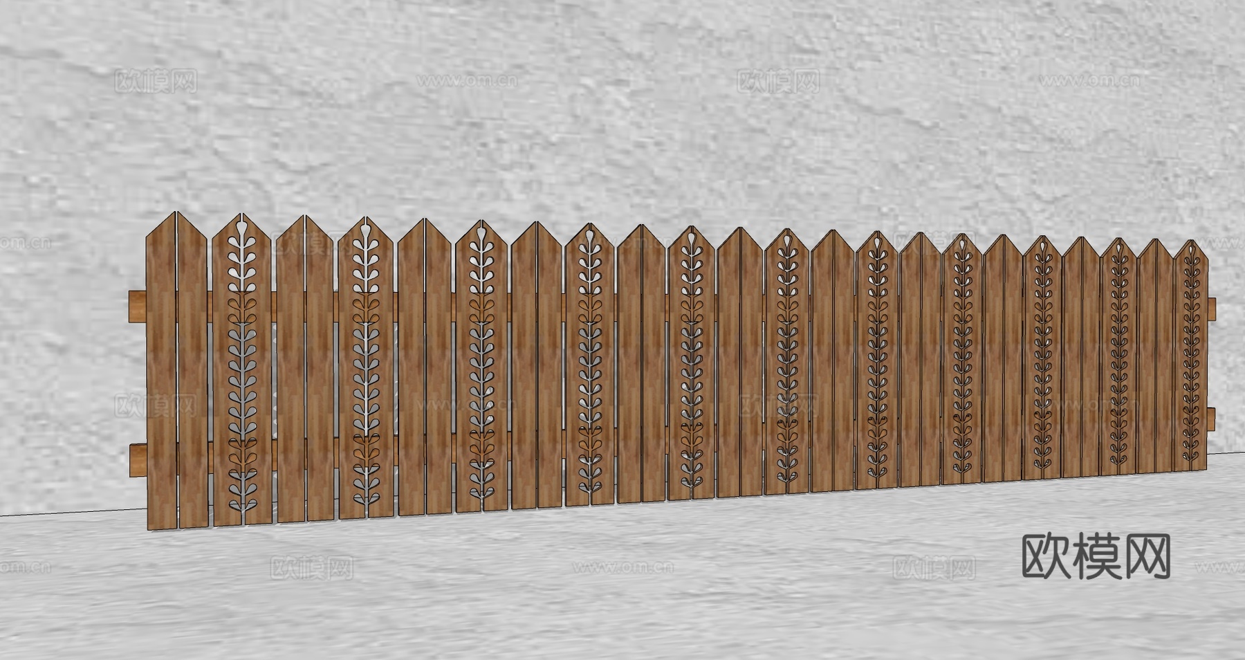 现代生态户外花园卡通木质栏杆动物围栏护栏彩色花朵儿童创意栅栏su模型