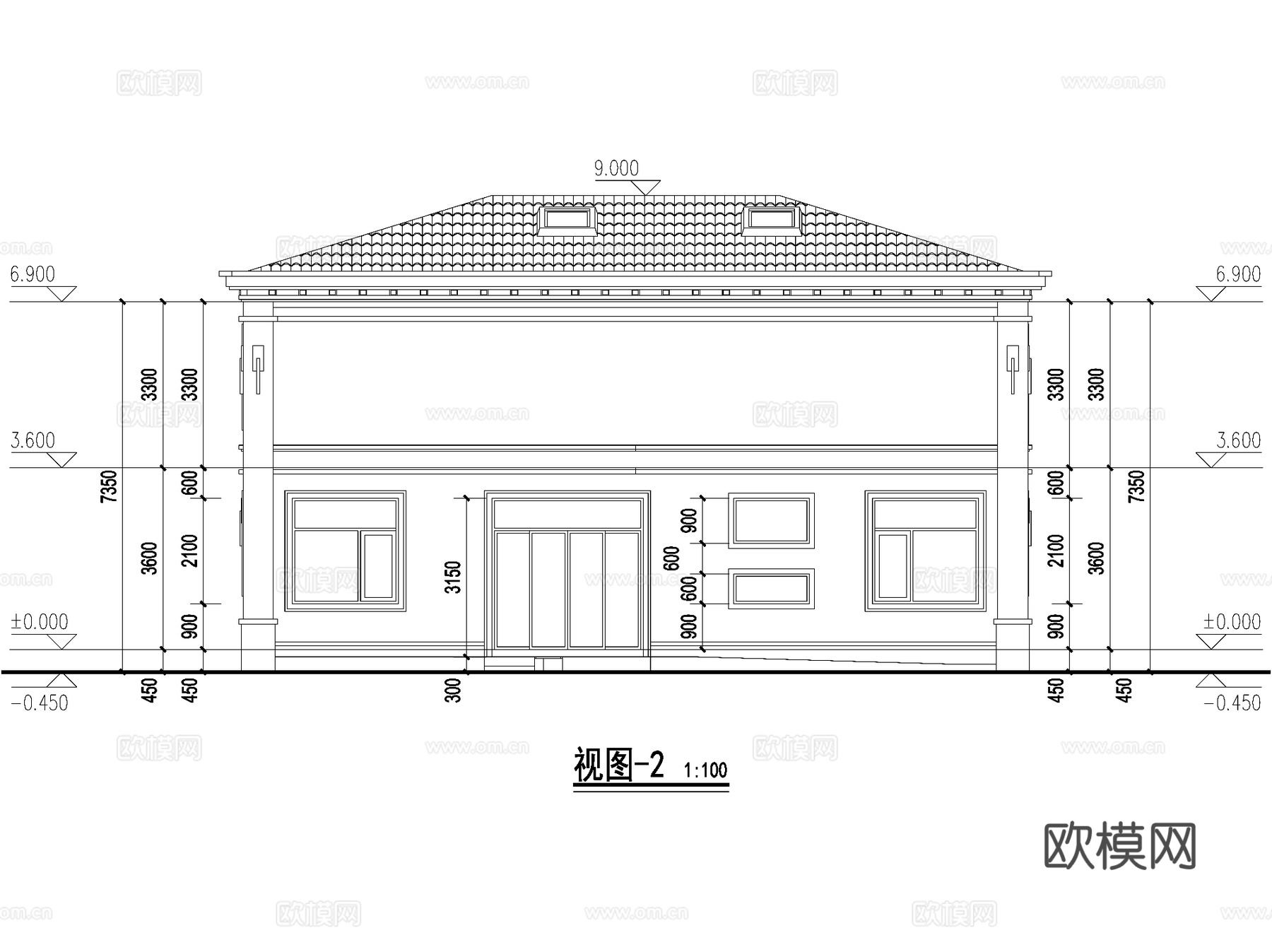 新中式二层独栋别墅乡村农村自建房建筑CAD施工图cad施工图