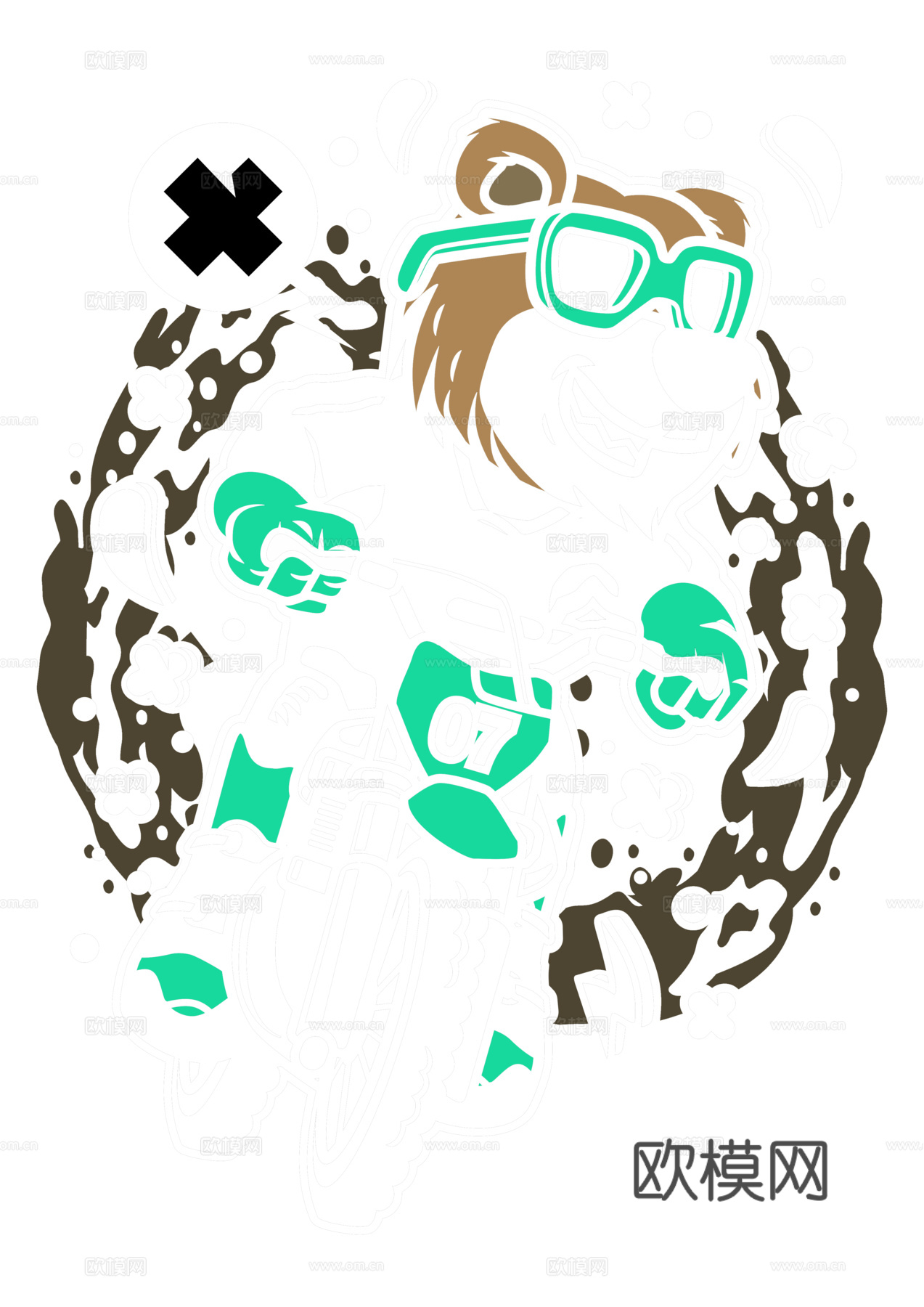 创意卡通潮流涂鸦插画印花14