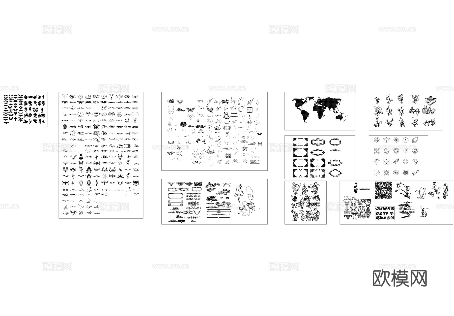 纹样花纹雕花CAD图库cad施工图