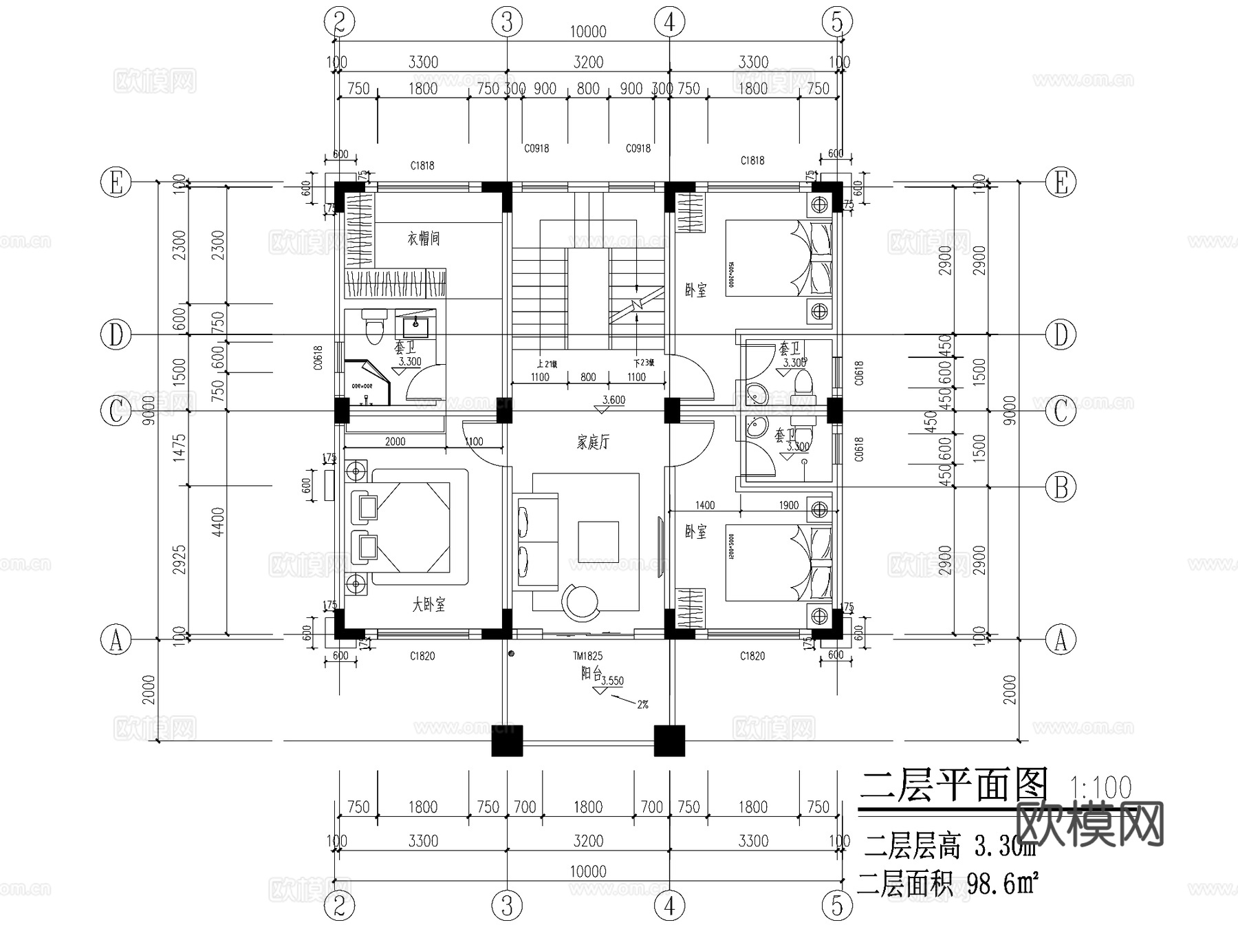 新中式三层独栋别墅乡村农村自建房住宅建筑CAD施工图cad施工图