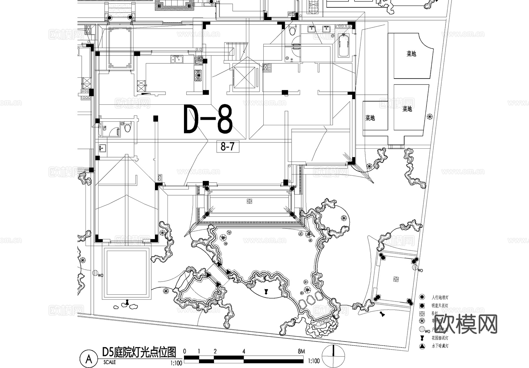 新中式别墅庭院景观平面图CAD施工图cad施工图