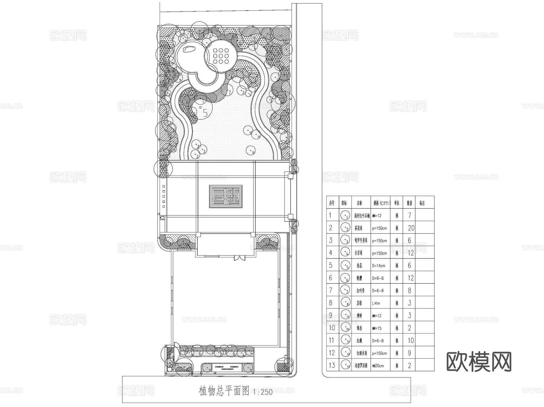 别墅花园私家庭院景观平面图集CAD施工图cad施工图