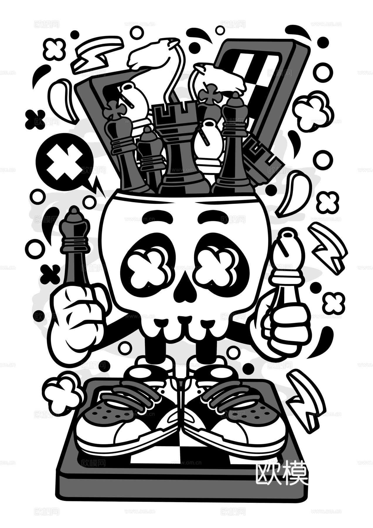 创意卡通潮流涂鸦插画印花40