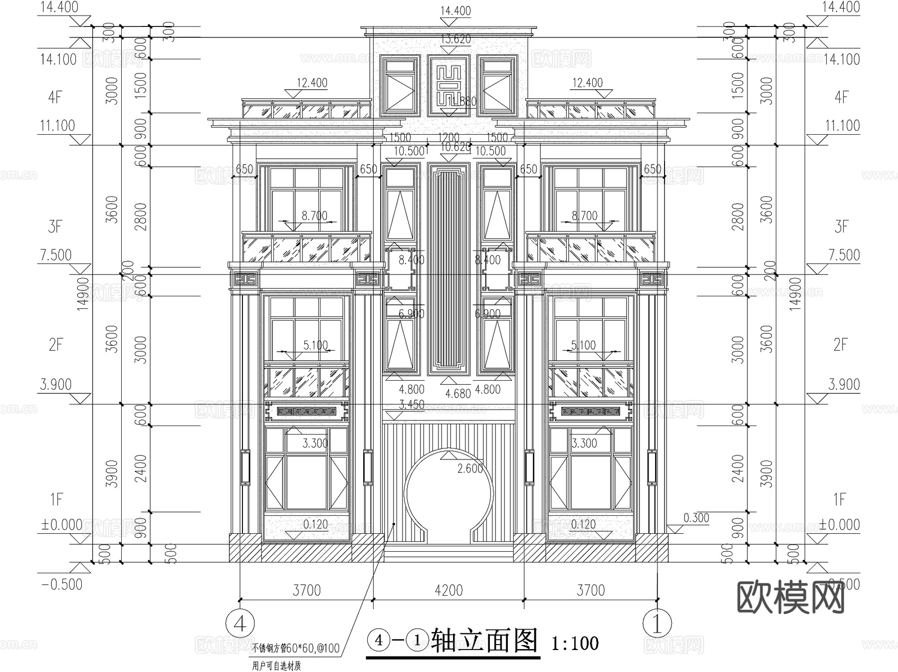新中式三层独栋别墅乡村农村自建房住宅建筑CAD施工图cad施工图