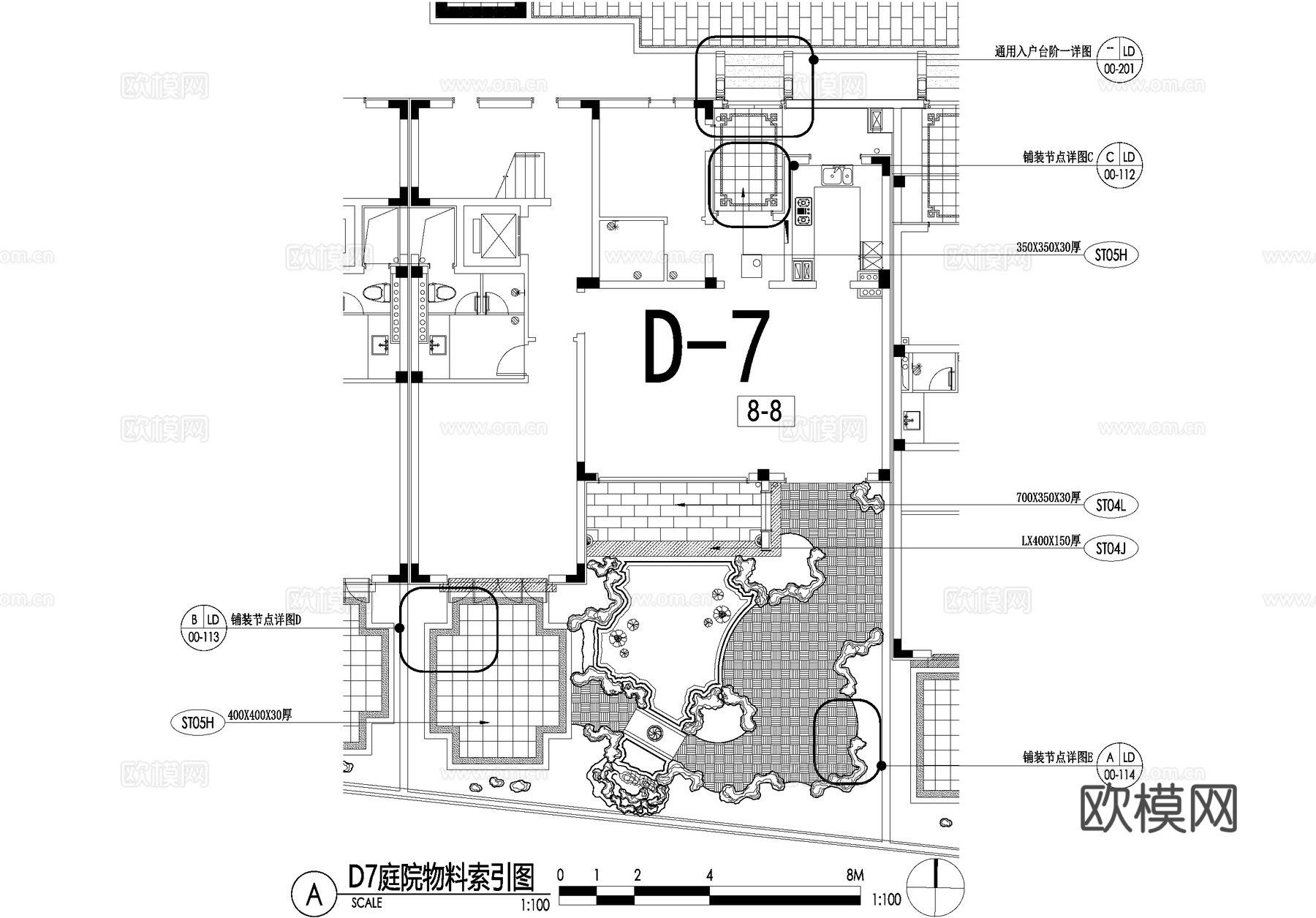 新中式别墅庭院景观平面图CAD施工图cad施工图
