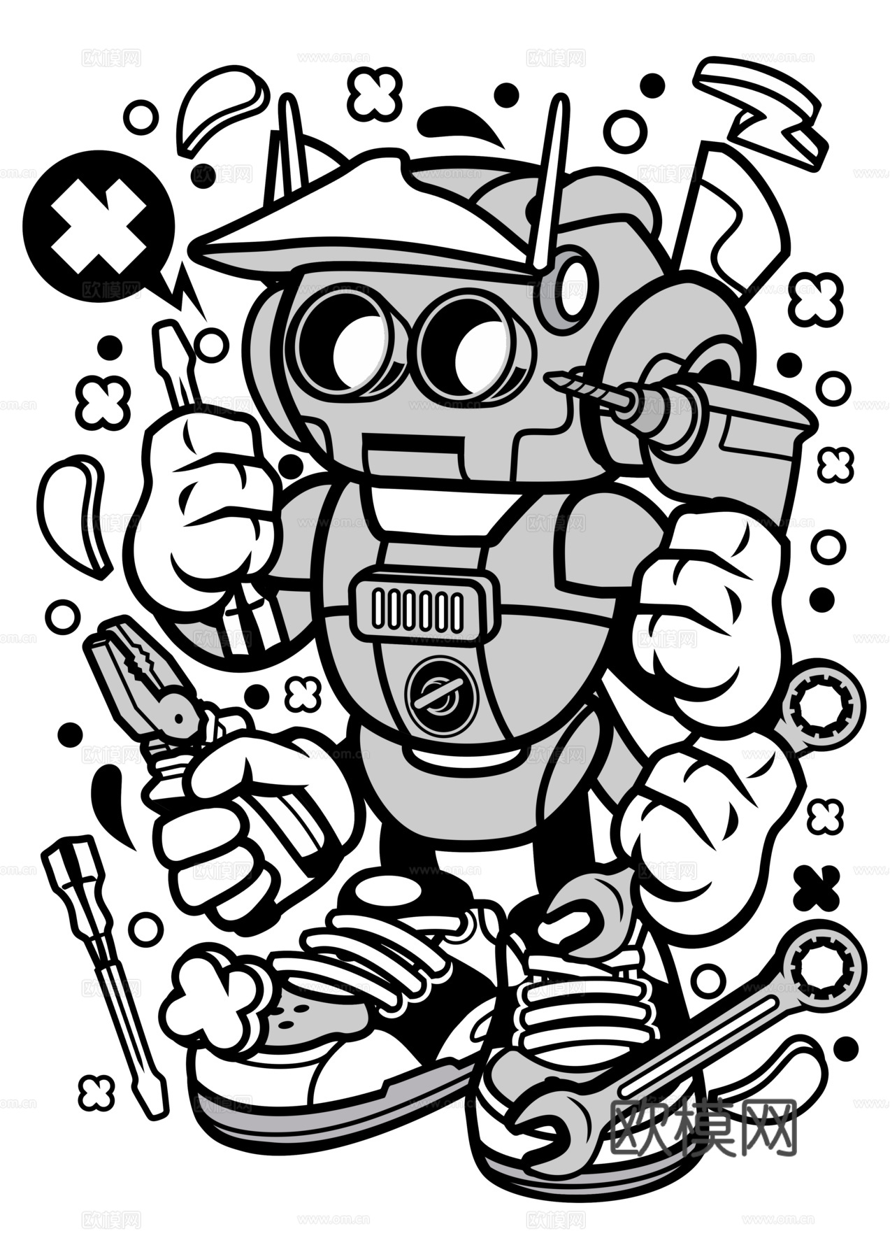 创意卡通潮流涂鸦插画印花160下载