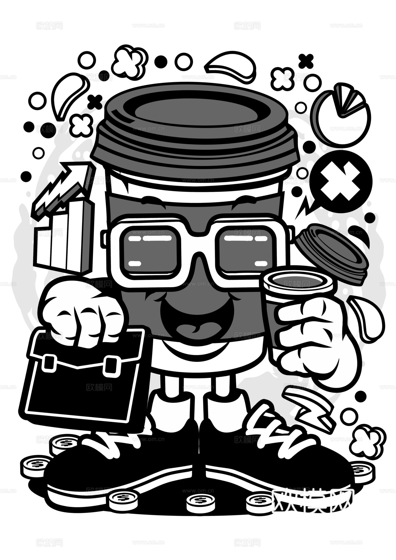 创意卡通潮流涂鸦插画印花45