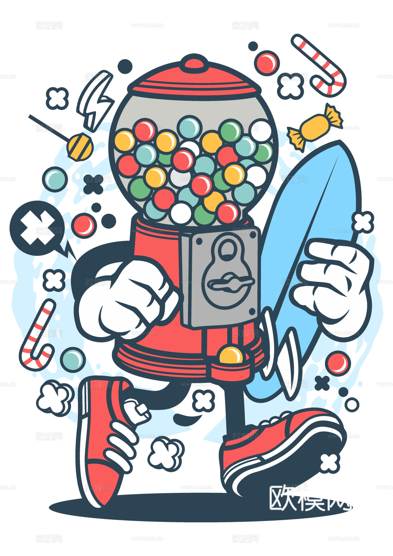 创意卡通潮流涂鸦插画印花32