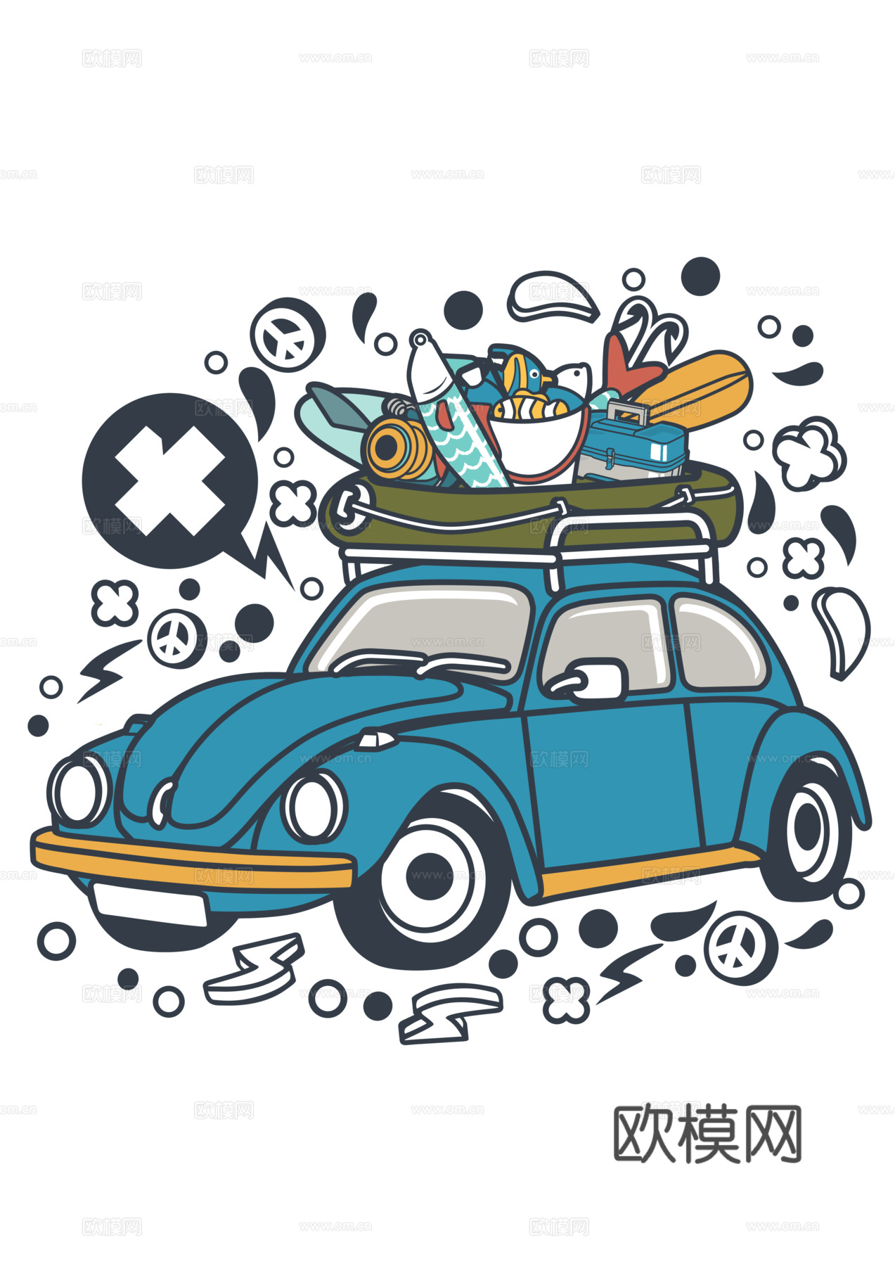 创意卡通潮流涂鸦插画印花71下载