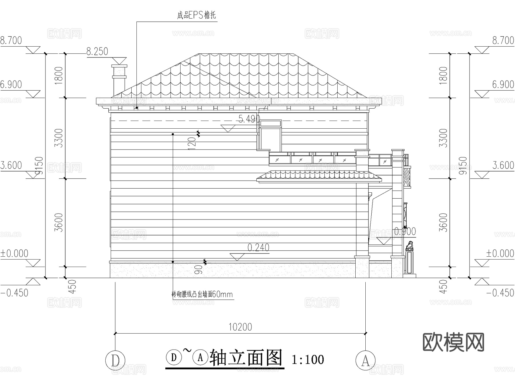 新中式二层独栋别墅乡村农村自建房建筑CAD施工图cad施工图
