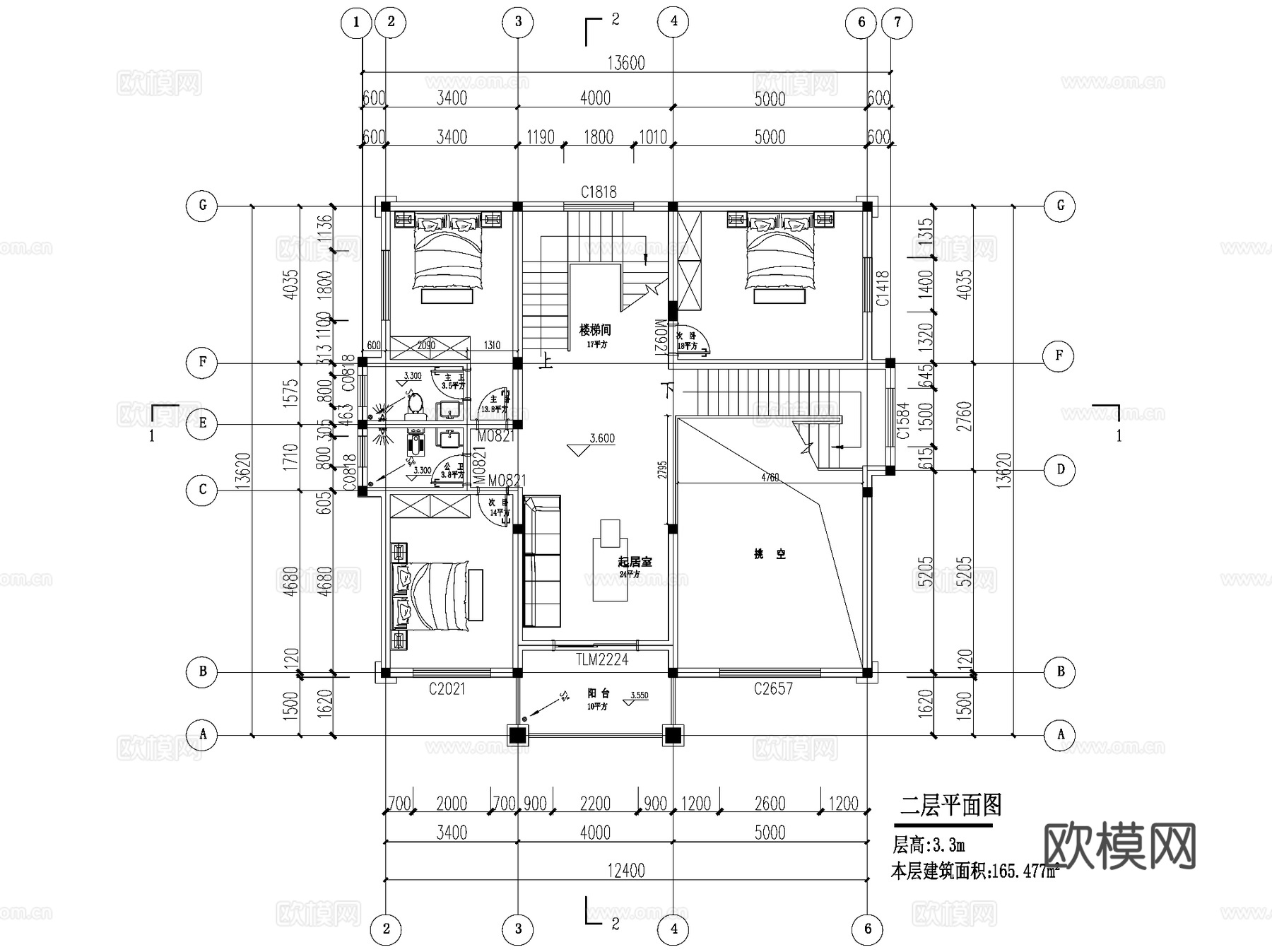 新中式三层独栋别墅乡村农村自建房住宅建筑CAD施工图cad施工图