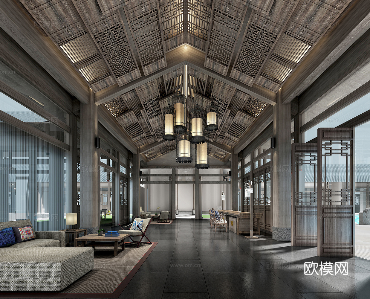 新中式万达锦华温泉度假酒店施工图cad施工图