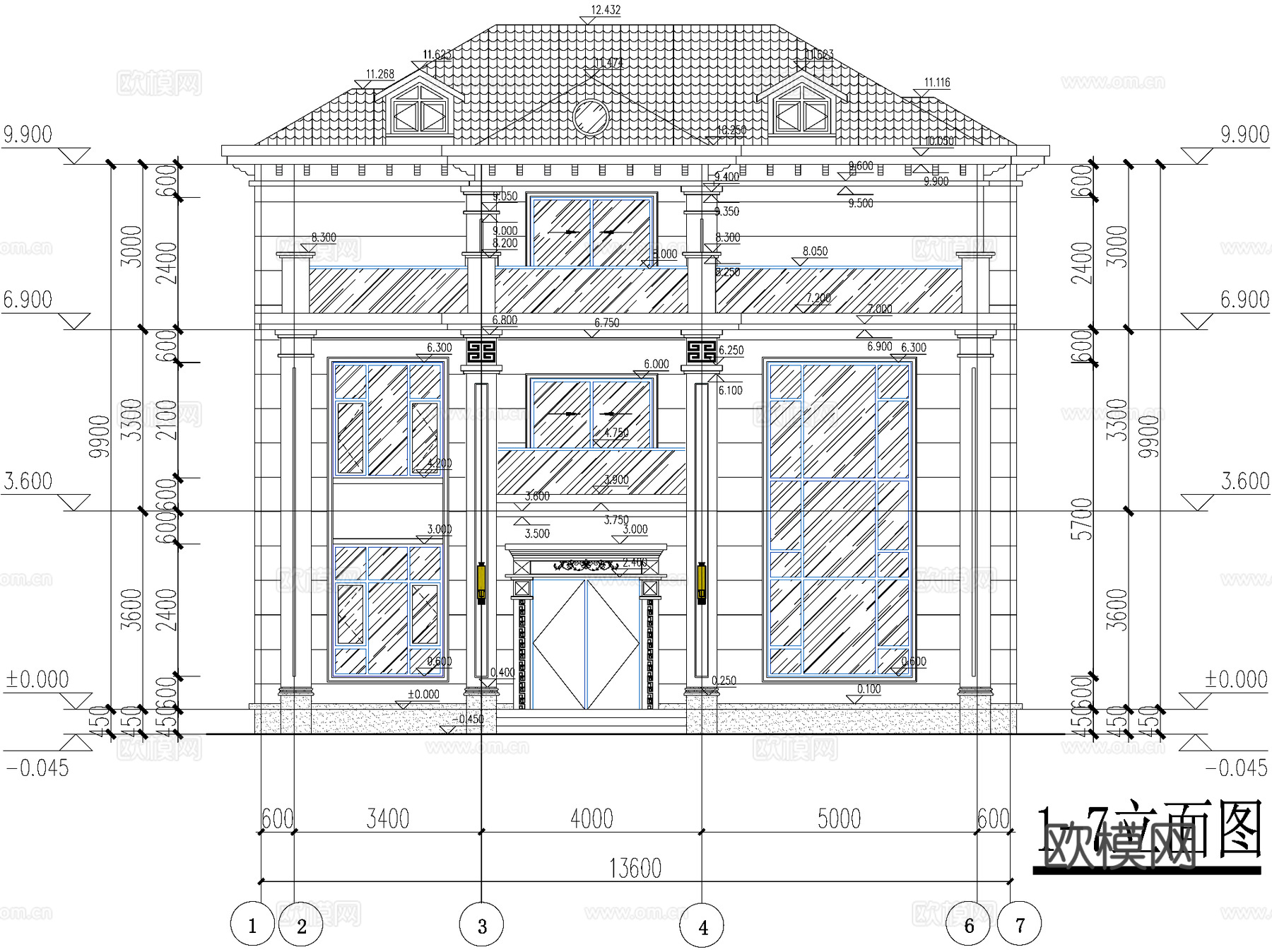 新中式三层独栋别墅乡村农村自建房住宅建筑CAD施工图cad施工图