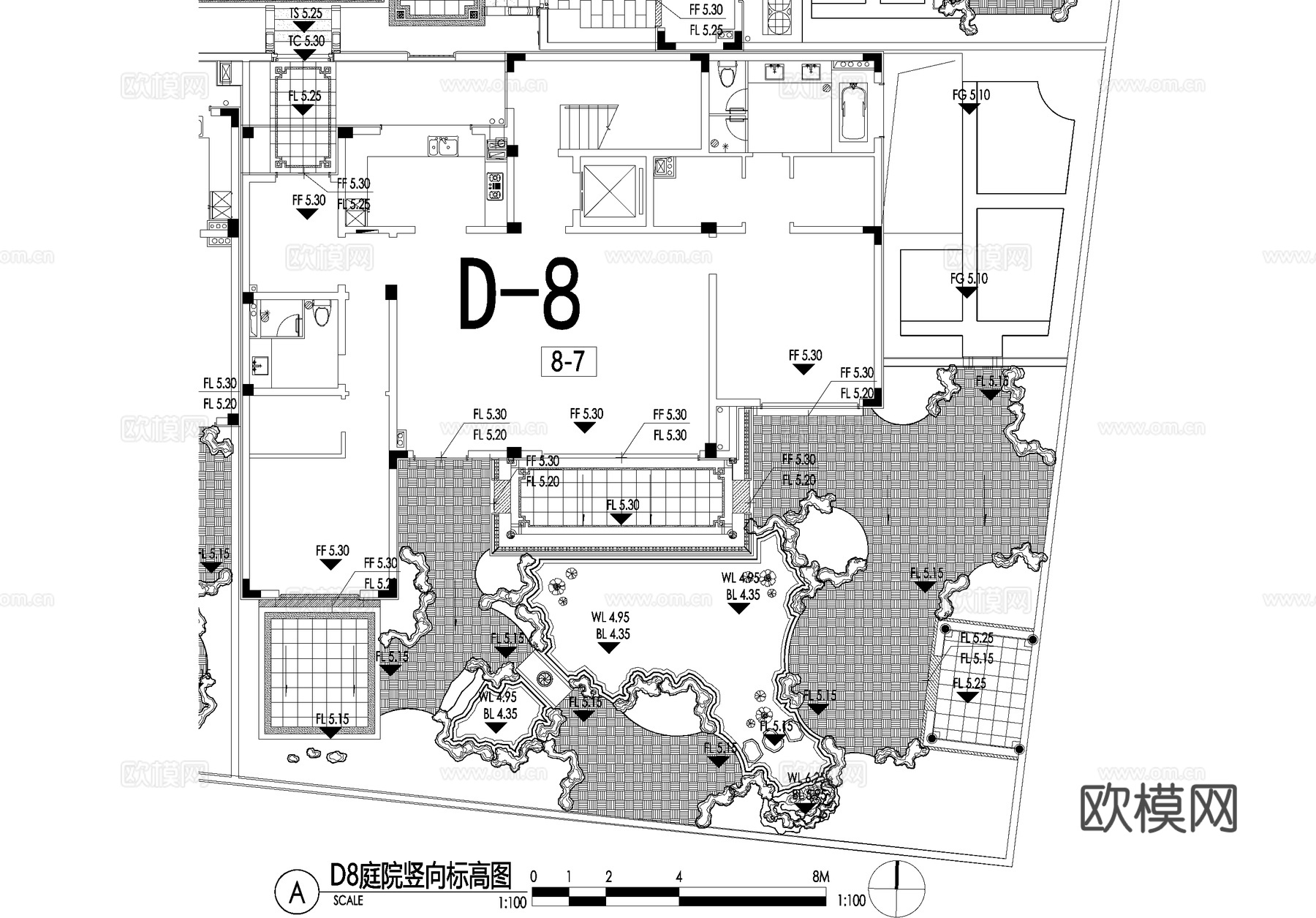 新中式别墅庭院景观平面图CAD施工图cad施工图