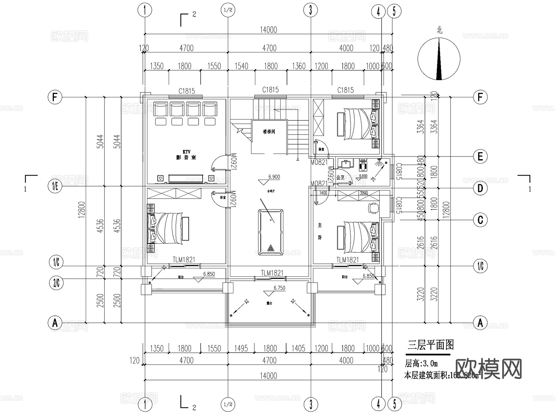 新中式三层独栋别墅乡村农村自建房住宅建筑CAD施工图cad施工图