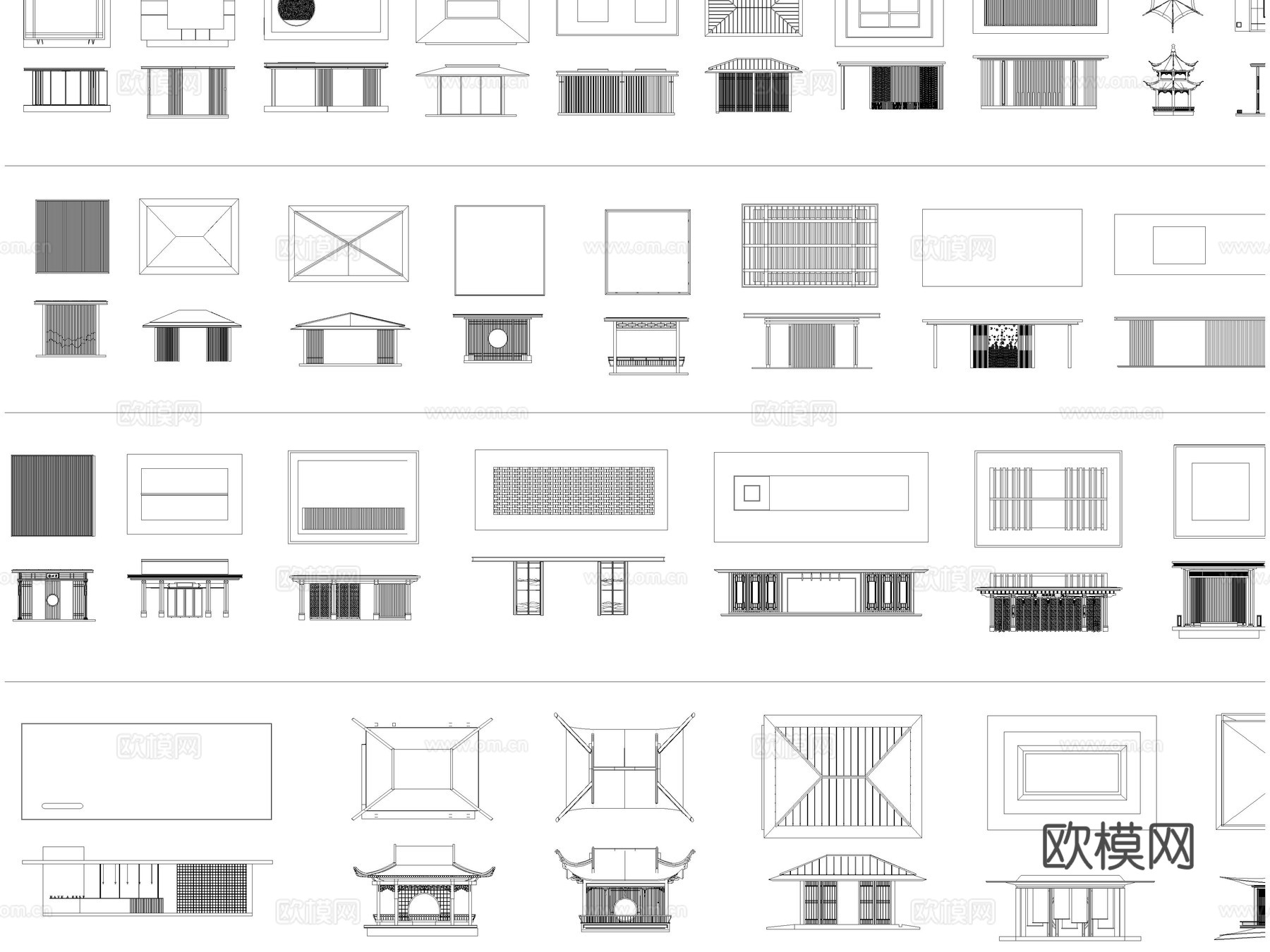 2026年最新庭院凉亭观景亭休憩亭CAD图库cad施工图cad施工图