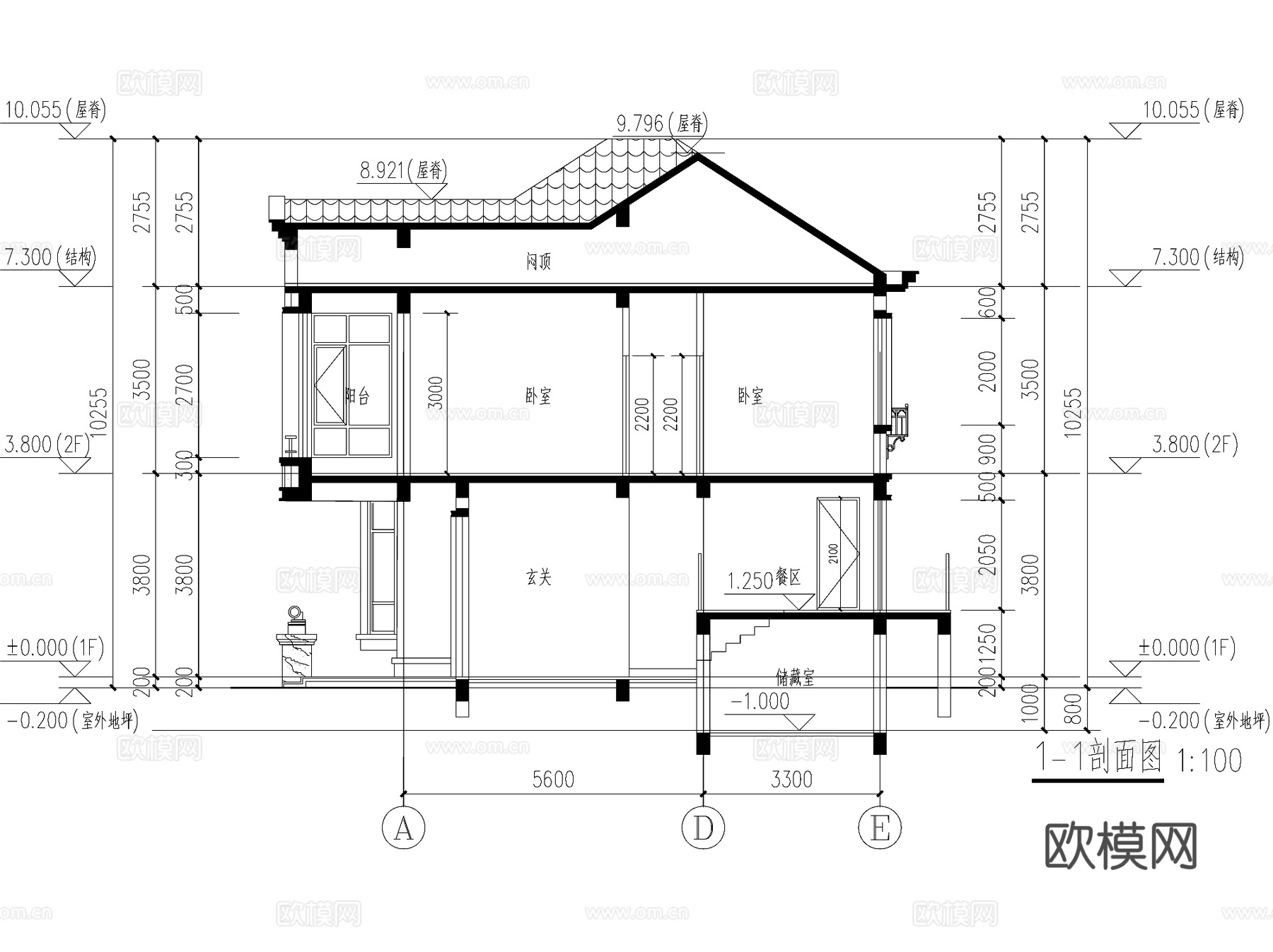 简欧乡村二层独栋别墅自建房建筑CAD施工图cad施工图