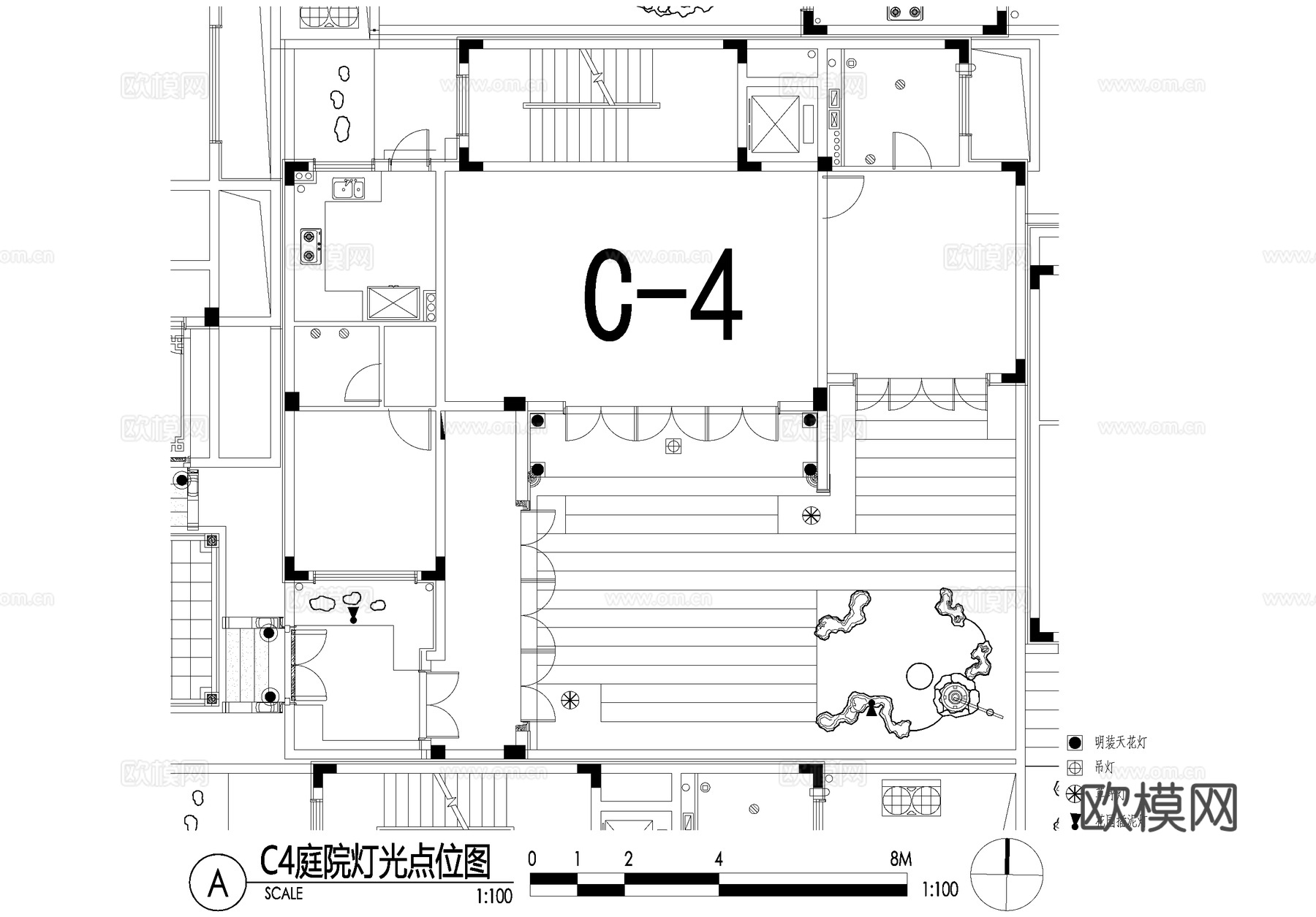 新中式别墅庭院景观平面图CAD施工图cad施工图