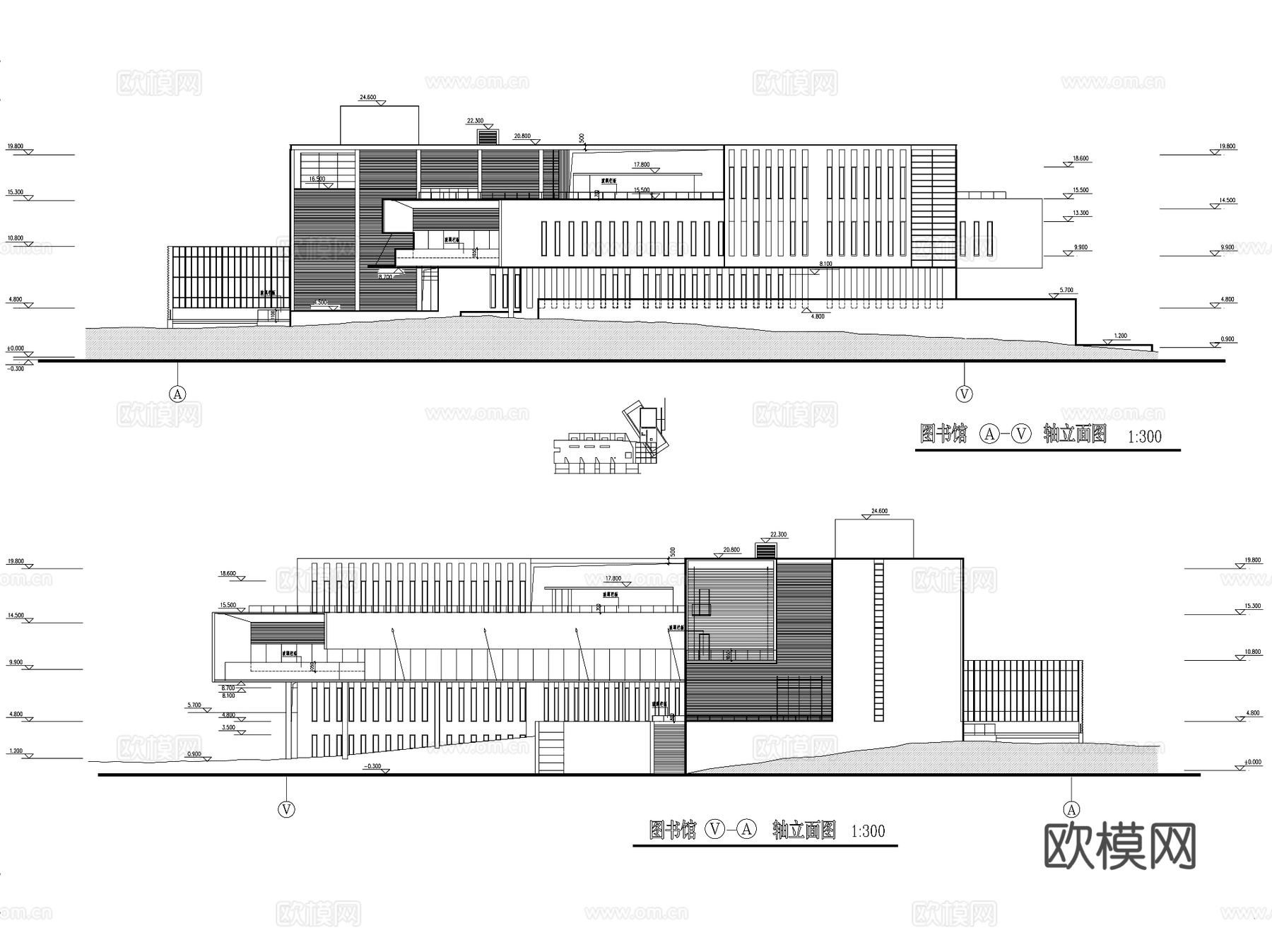 图书馆大楼方案设计建筑CAD施工图集 20套cad施工图