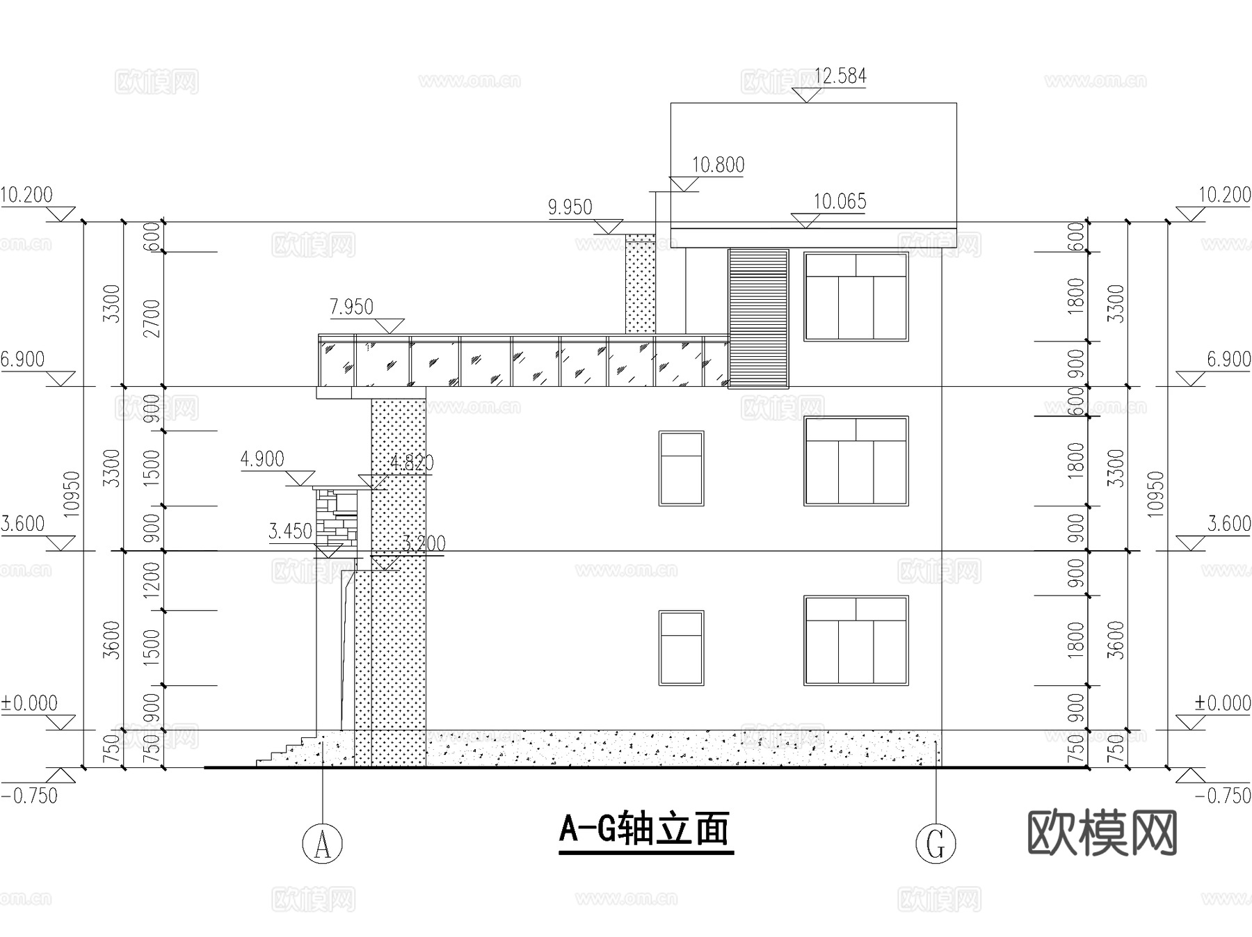 现代三层独栋别墅乡村农村自建房住宅建筑CAD施工图cad施工图