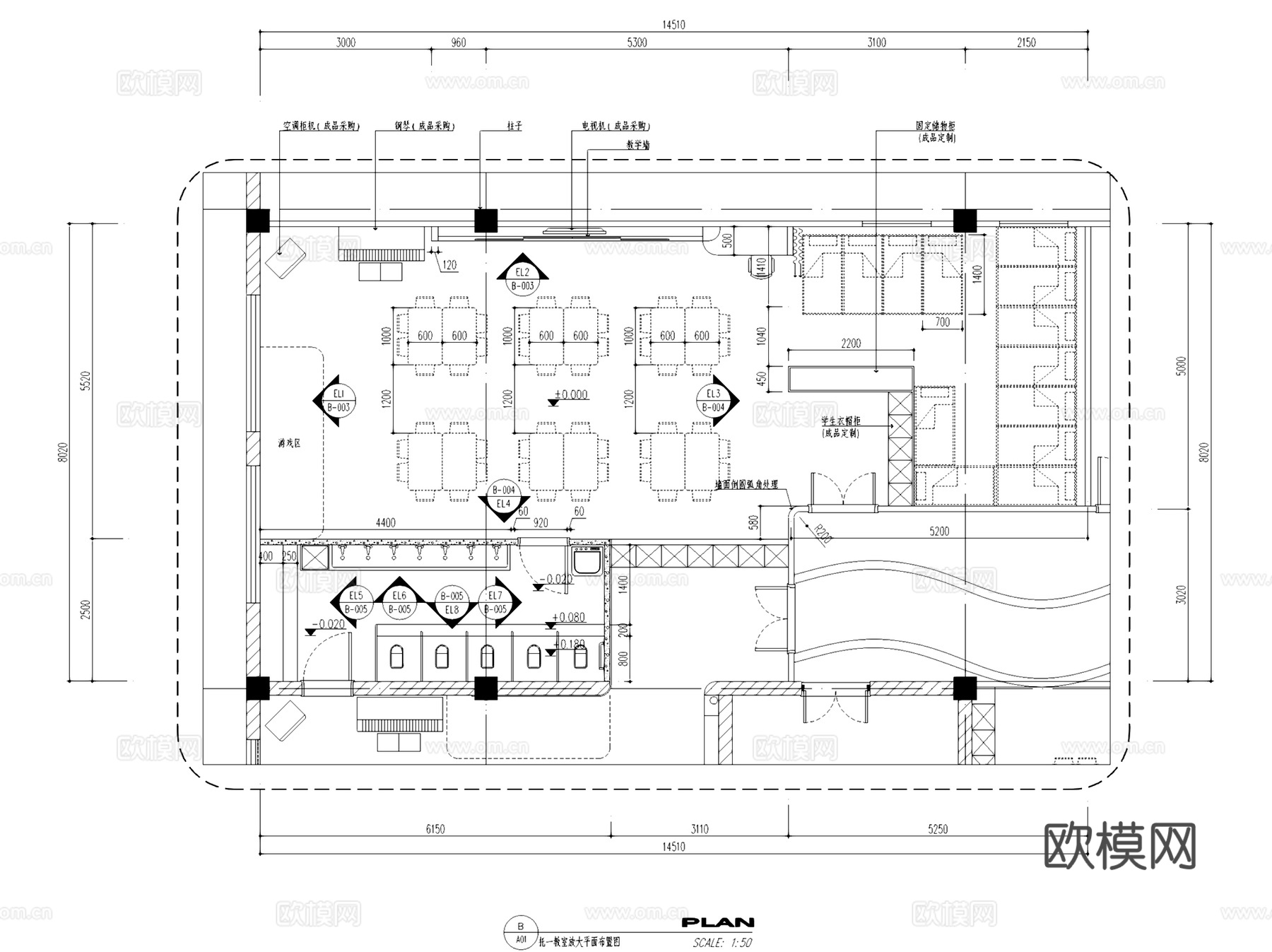 吴江山湖花园少儿艺术活动中心室内装饰CAD施工图整套cad施工图