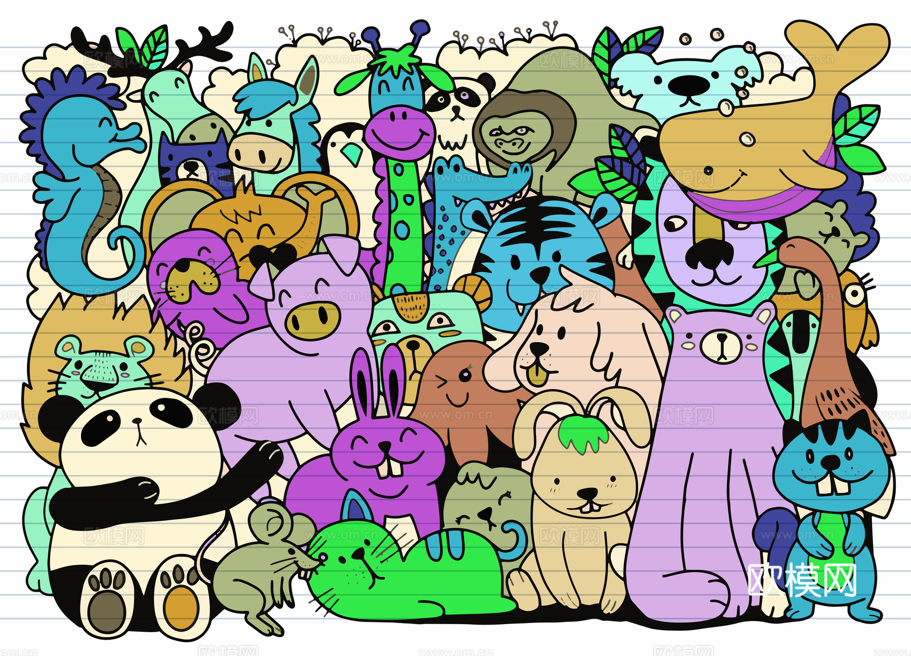 创意可爱卡通涂鸦插画140下载