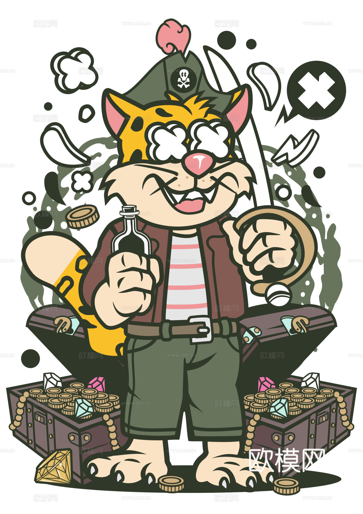 创意卡通潮流涂鸦插画印花106