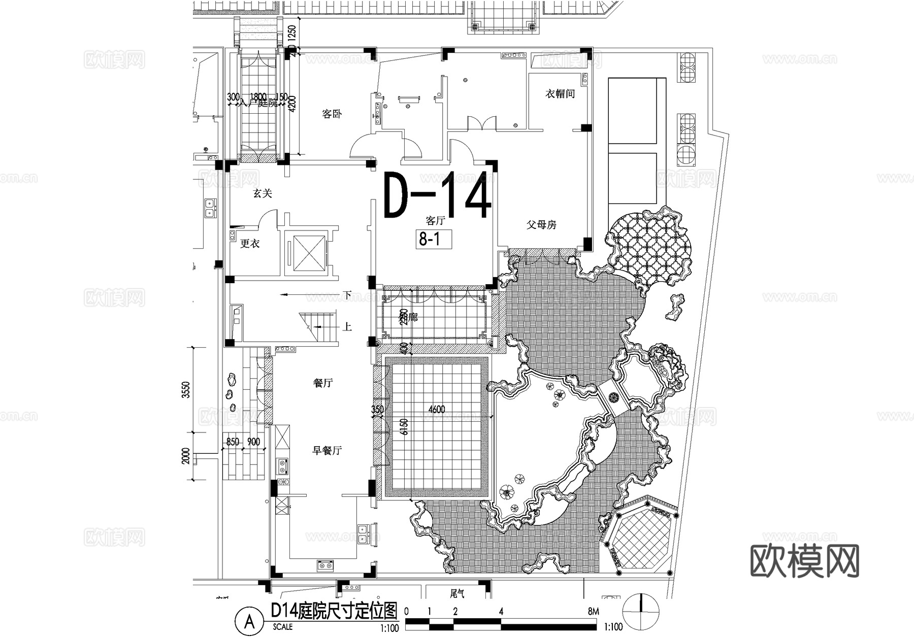 新中式别墅庭院景观平面图CAD施工图cad施工图