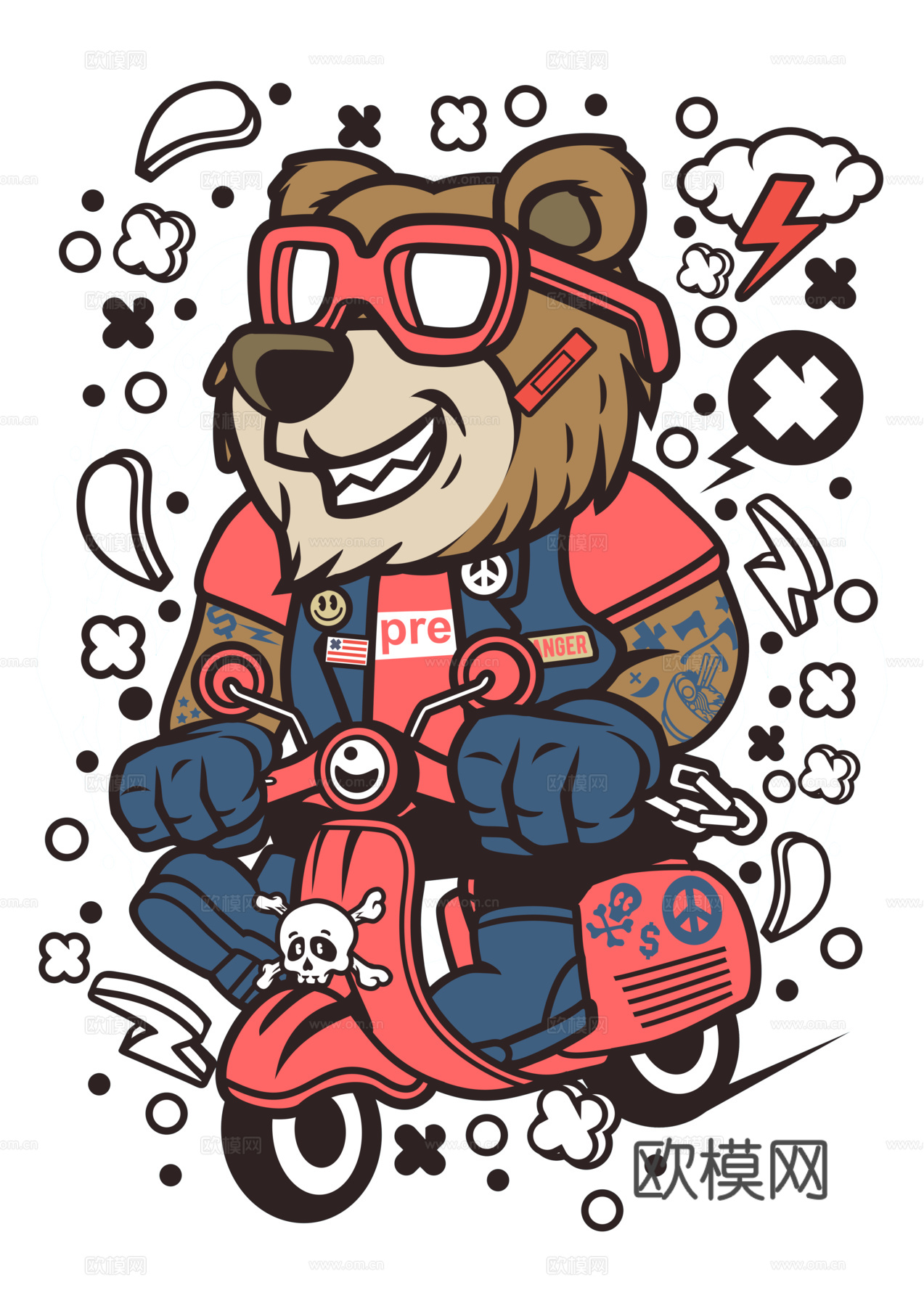 创意卡通潮流涂鸦插画印花15