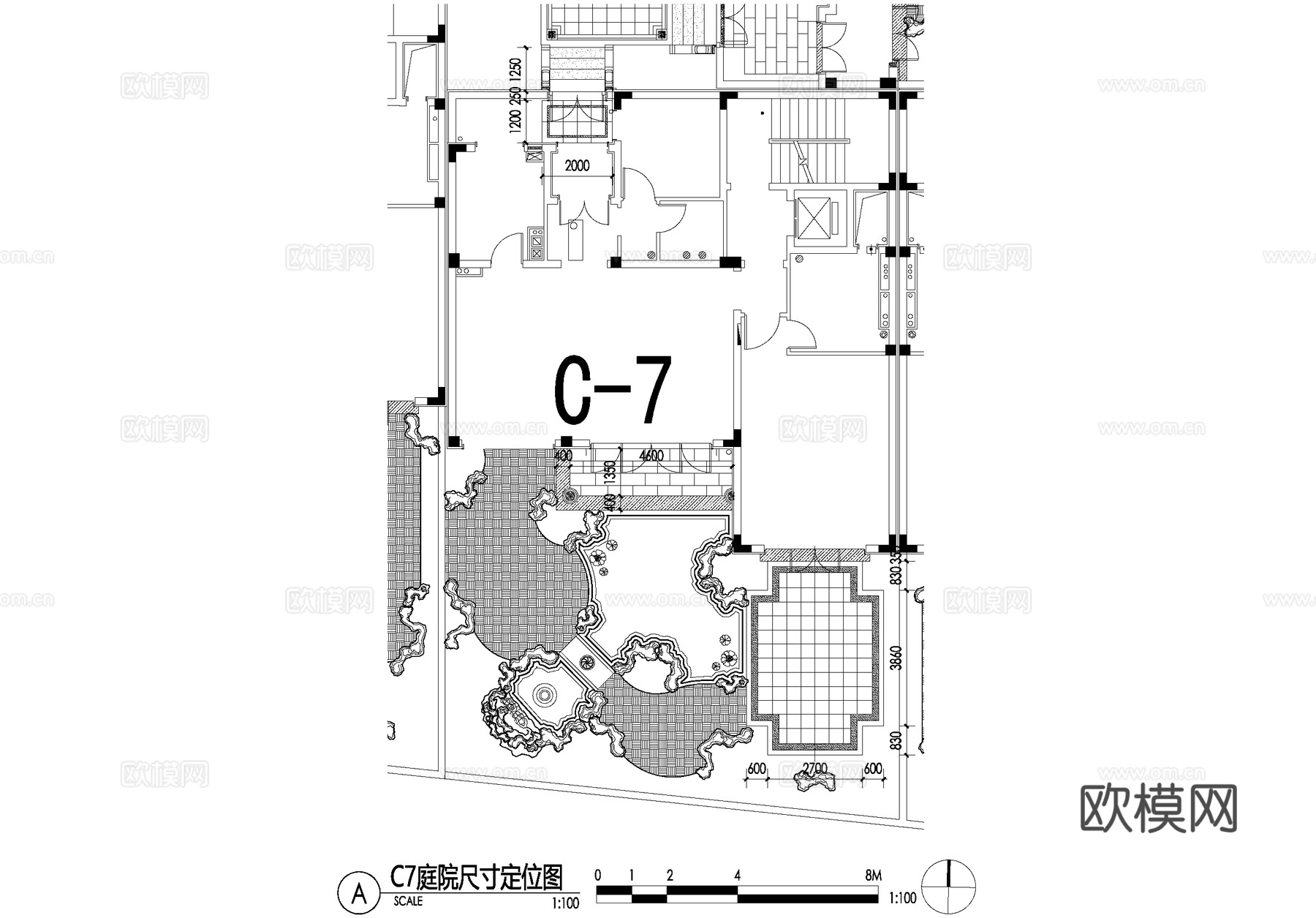 新中式别墅庭院景观平面图CAD施工图cad施工图