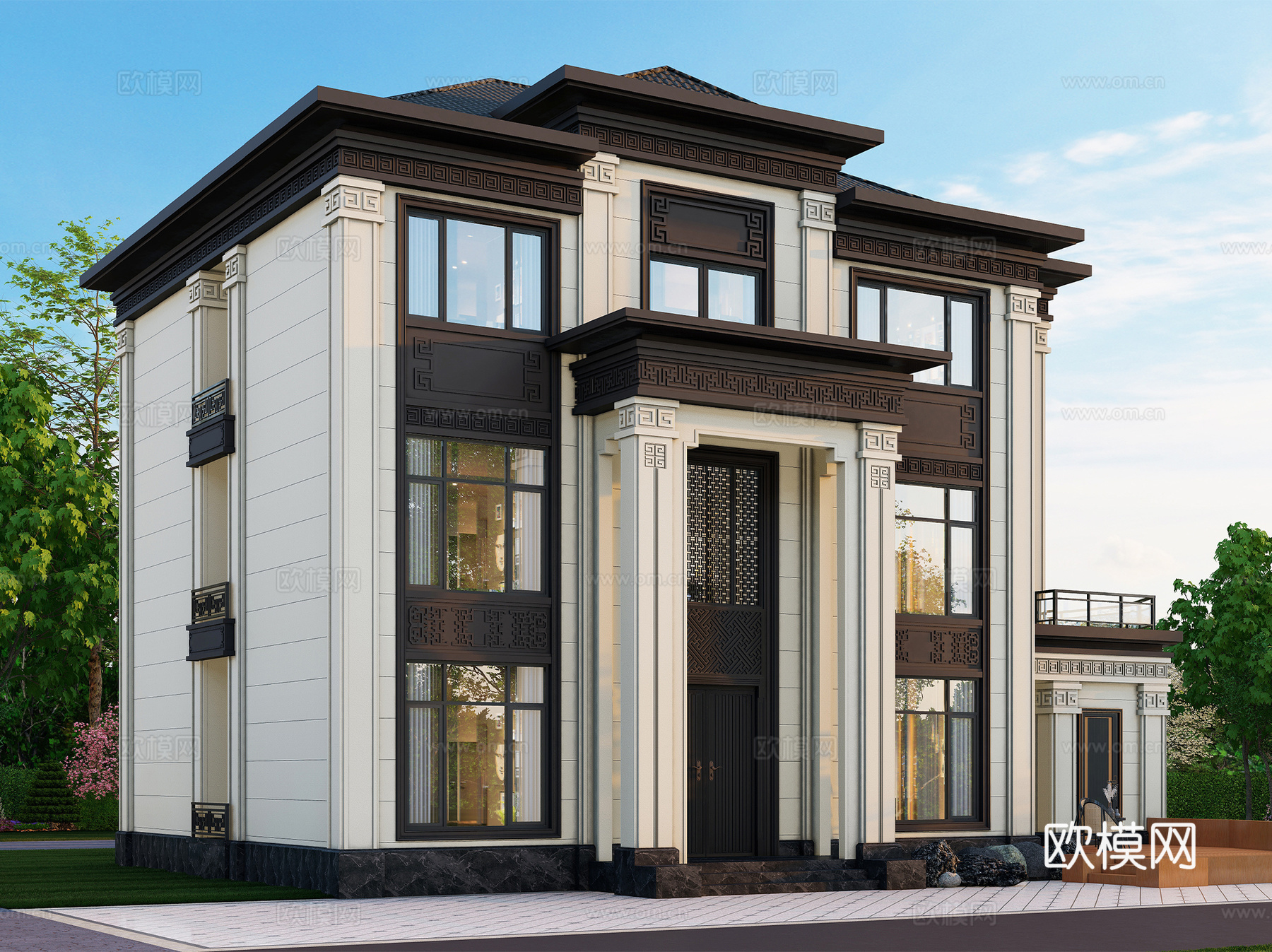 新中式三层独栋别墅乡村农村自建房住宅建筑CAD施工图cad施工图